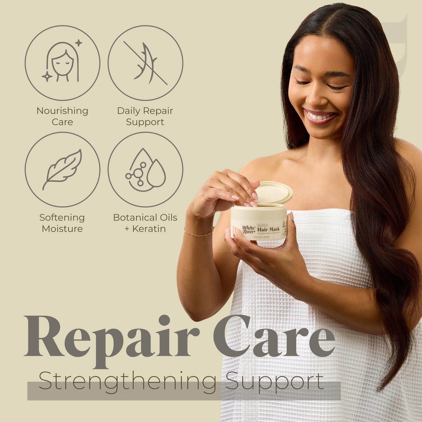 White Rain+ Repair Hair Mask for Damaged Hair, 6.7 fl oz, Pack of 2