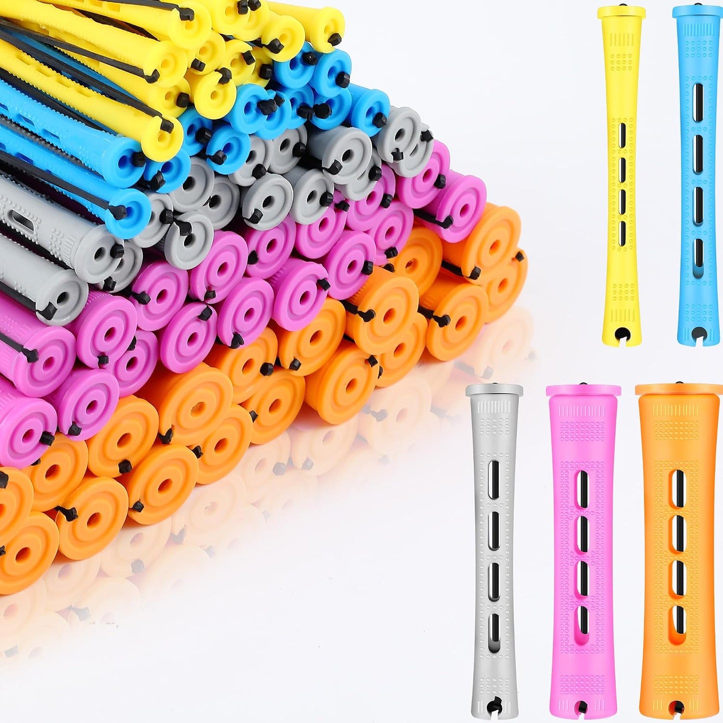 Tigeen 160 Pcs Perm Rods - No-Heat Plastic Hair Rollers for Natural Hair | Small Curling Rods (0.51 Inch, Red)