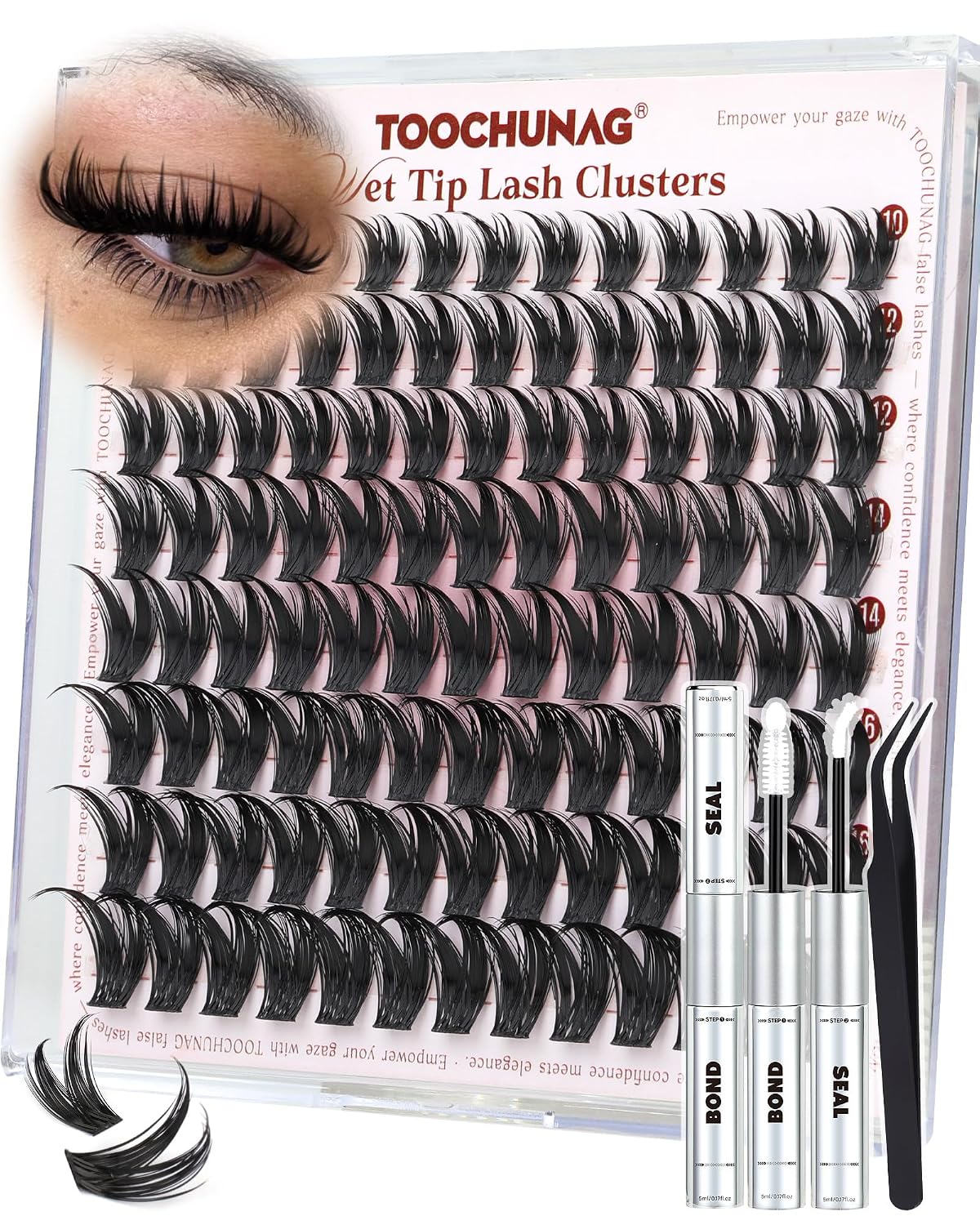 Manga Lash Clusters Kit - DIY Volume Spiky Eyelashes Extensions | 10-18mm Bunny Style with White Bond & Seal