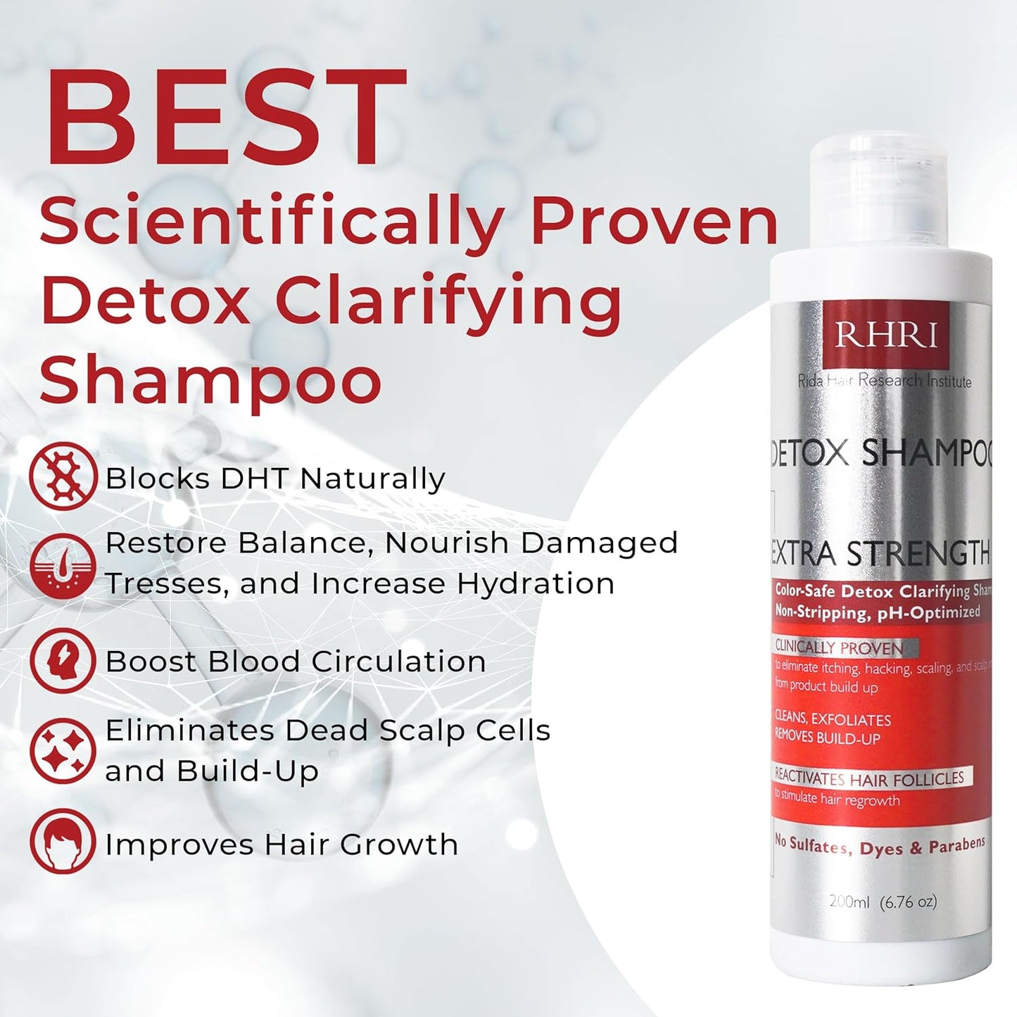 Detox Shampoo - Clarifying Formula to Remove Product Buildup & Regrow Hair - Nourishes Follicles | For All Hair Types
