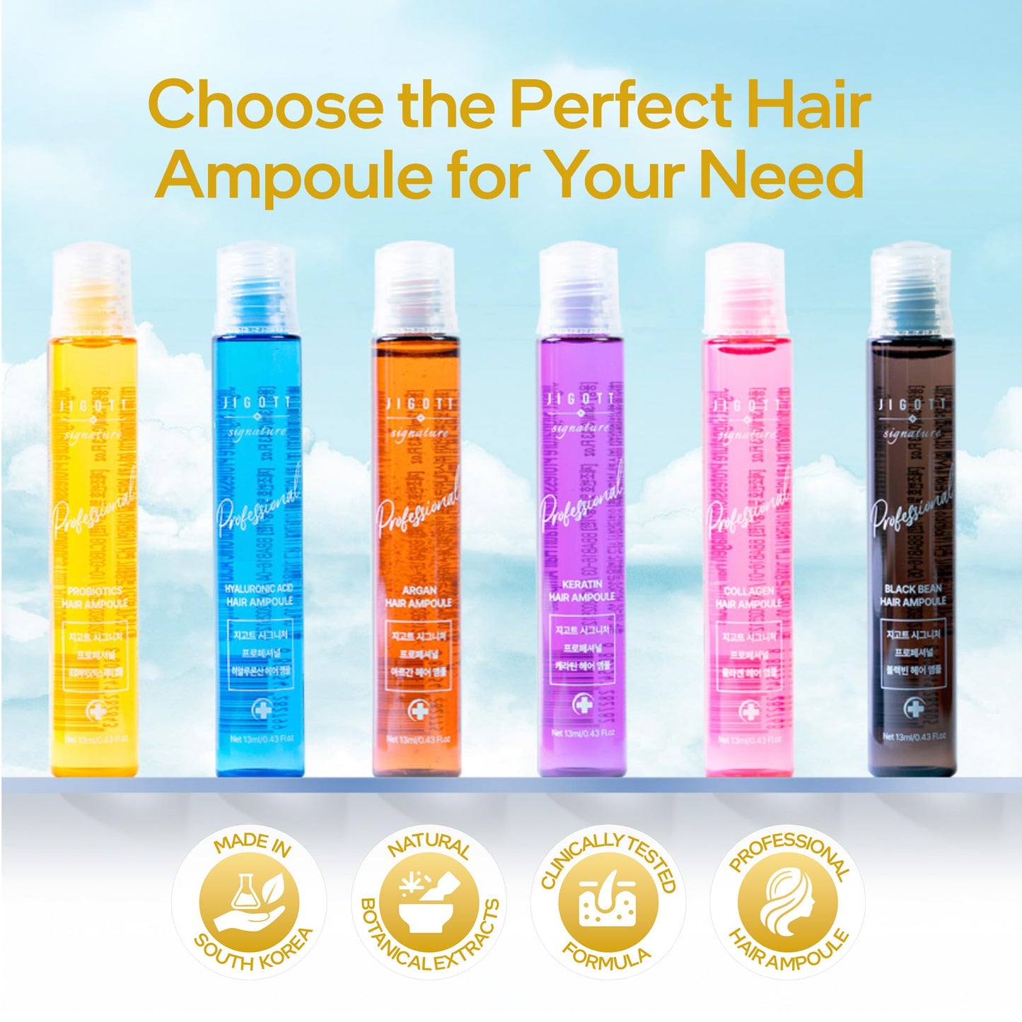 Jigott - Signature Professional Probiotics Hair Ampoule, K-Beauty Hair Treatment, 13ml/0.43FL.OZ *10 EACH