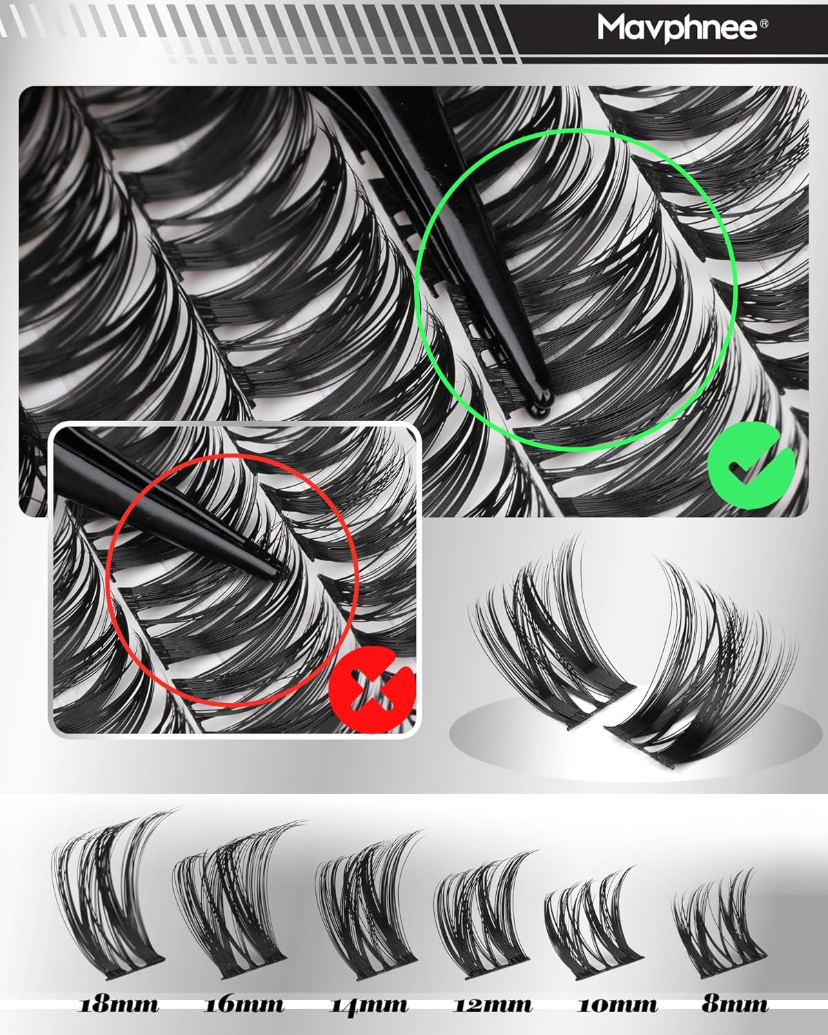 Lash Clusters Wispy Eyelash Extensions - Ultra-Dense CD-Curly Individual Lashes | 132PCS DIY Pack (8-18MM)