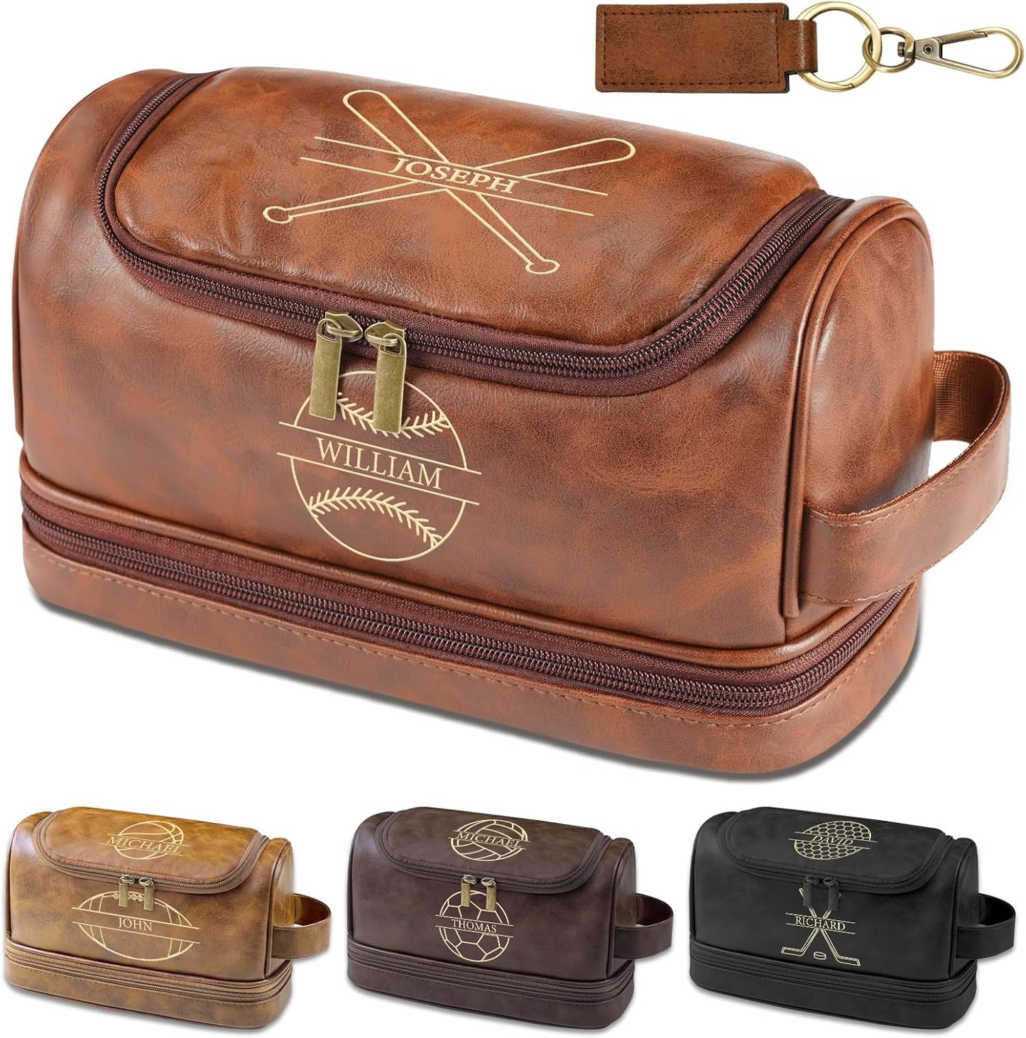 Personalized Toiletry Bag for Men - Custom Leather Shaving Bag | Engraved Travel Gift for Dad, Husband, Groomsmen, Son