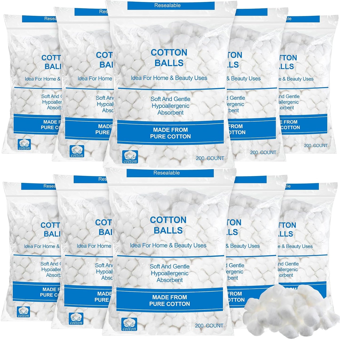 Organic Cotton Balls - 1000 Pcs Medium Absorbent Cotton for Makeup Removal & Crafting | Ideal for Nail Polish & Skin Care
