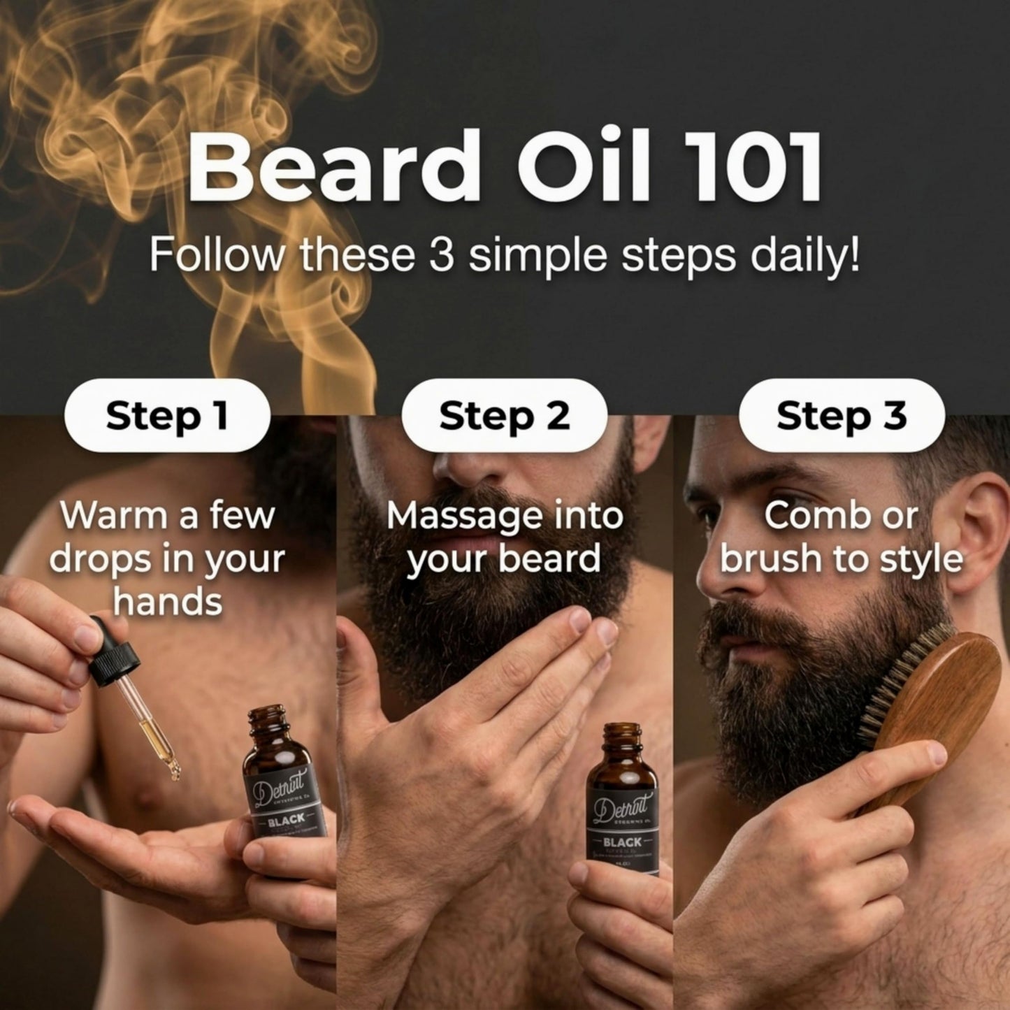 Detroit Grooming Co. Beard Oil (2oz) - Cherry & Tobacco - Premium Nourishing Formula with Sweet Almond Oil & Vitamin E - Men's Beard Softener & Moisturizer - Double Size