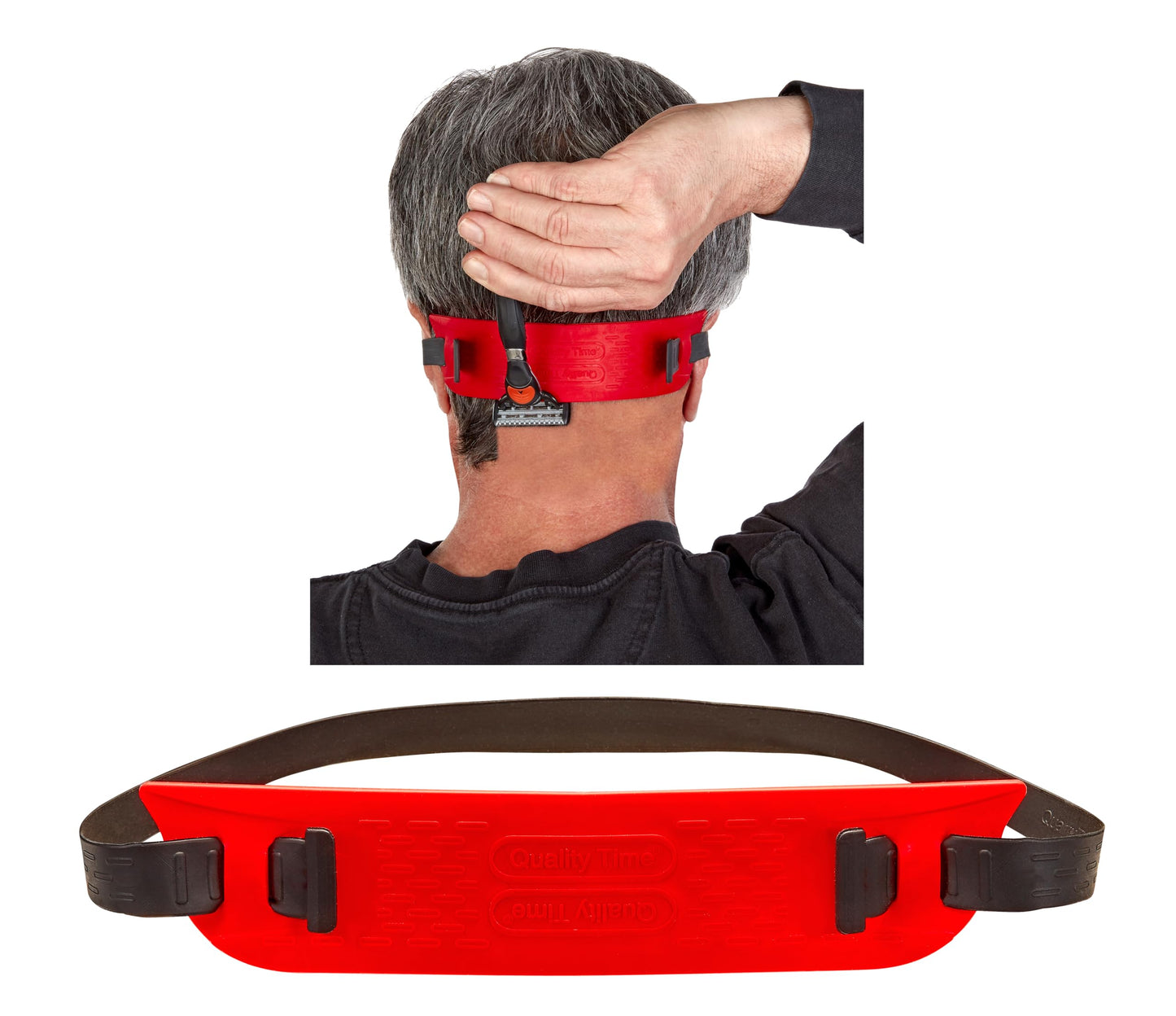 Quality Time Neck Hair Guide SuPremium, the Original Neckline Template for Shaving and Keeping a Straight or Curved Neck Hairline; a Line Up Stencil/Guard for Neckline, Do-it-Yourself Made in USA
