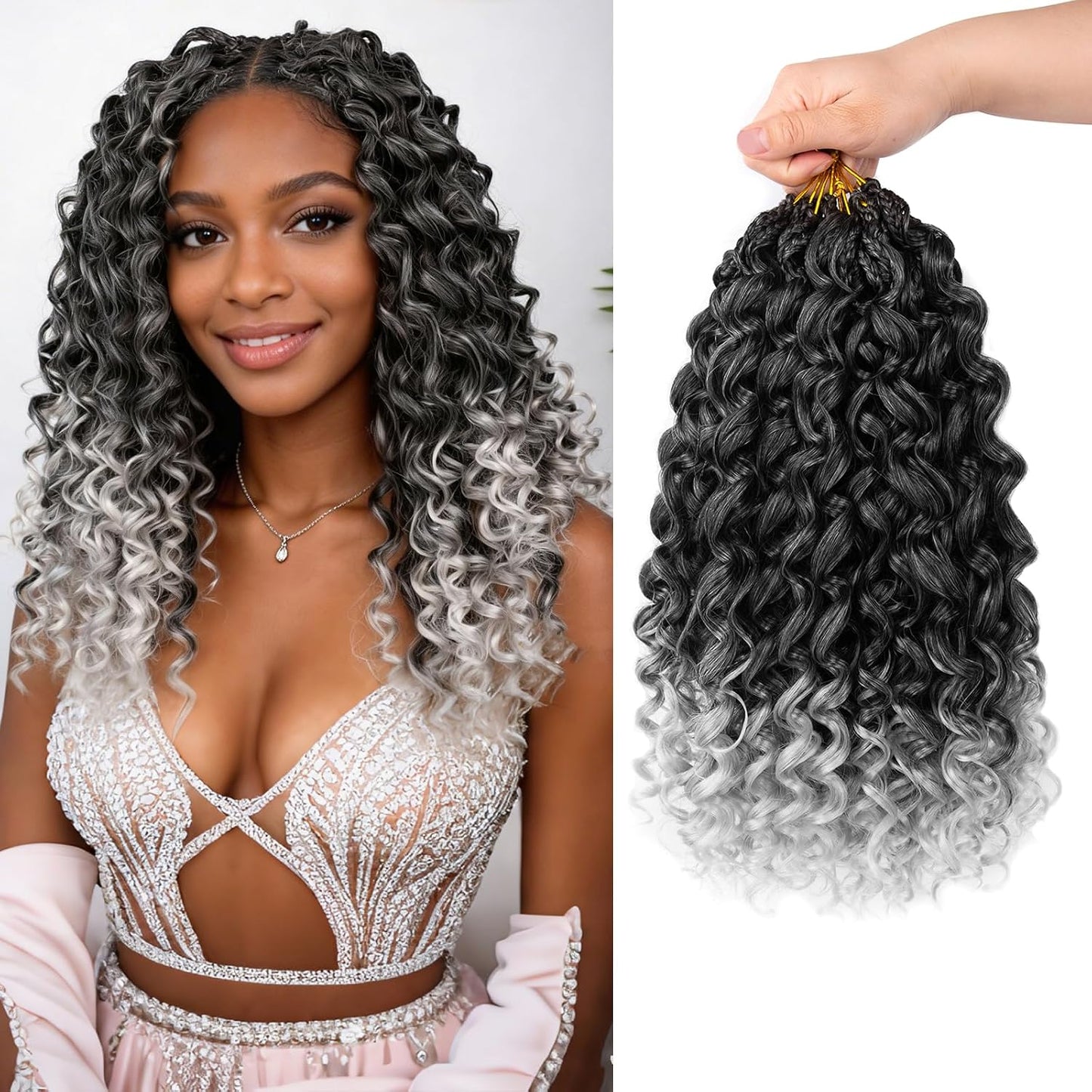 GoGo Curl Crochet Hair - 14 Inch Pre Looped Braids for Black Women | Soft Synthetic Deep Water Wave Extensions