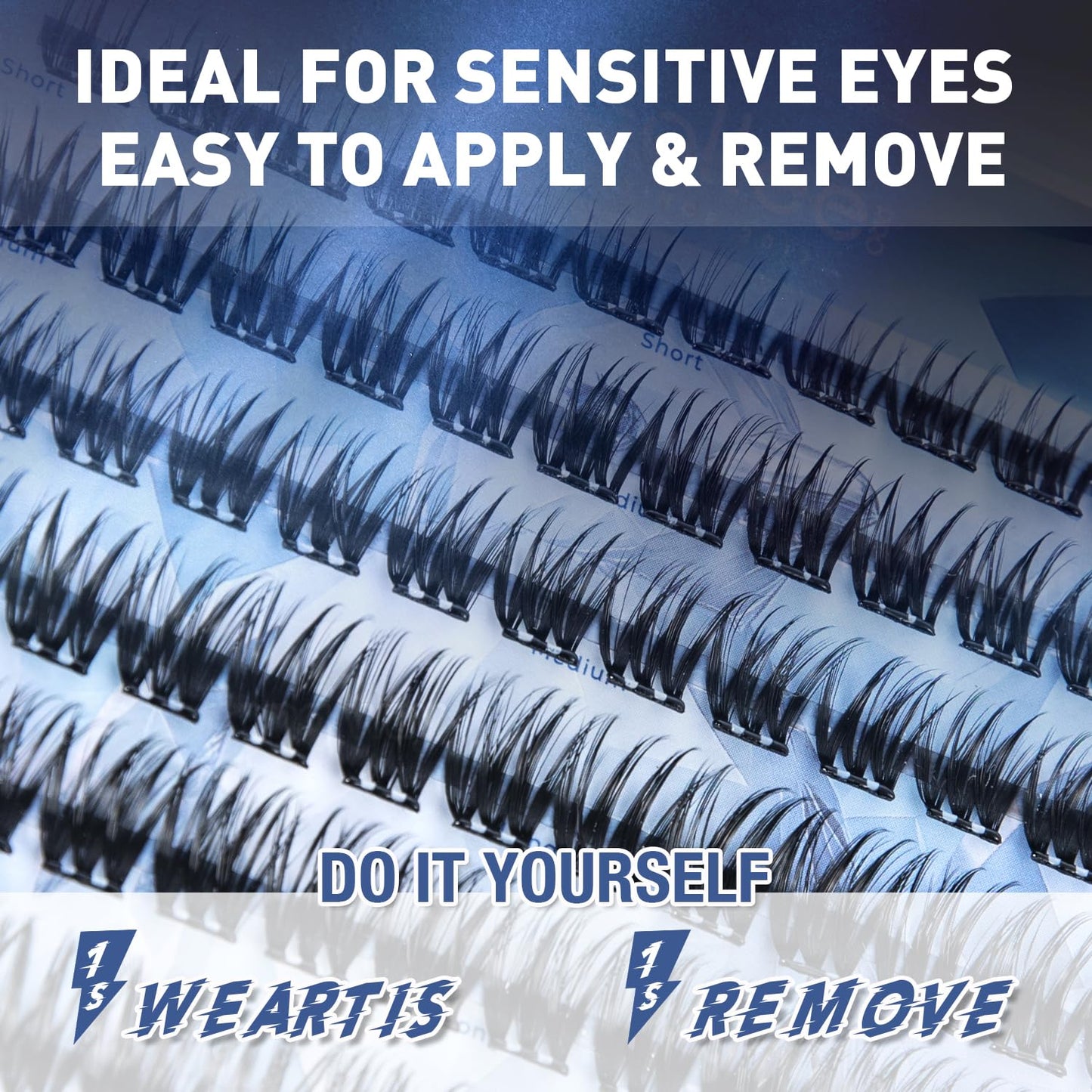 Self-Adhesive Eyelash Clusters - Natural Wispy Press-On Lashes | Reusable, No Glue Needed