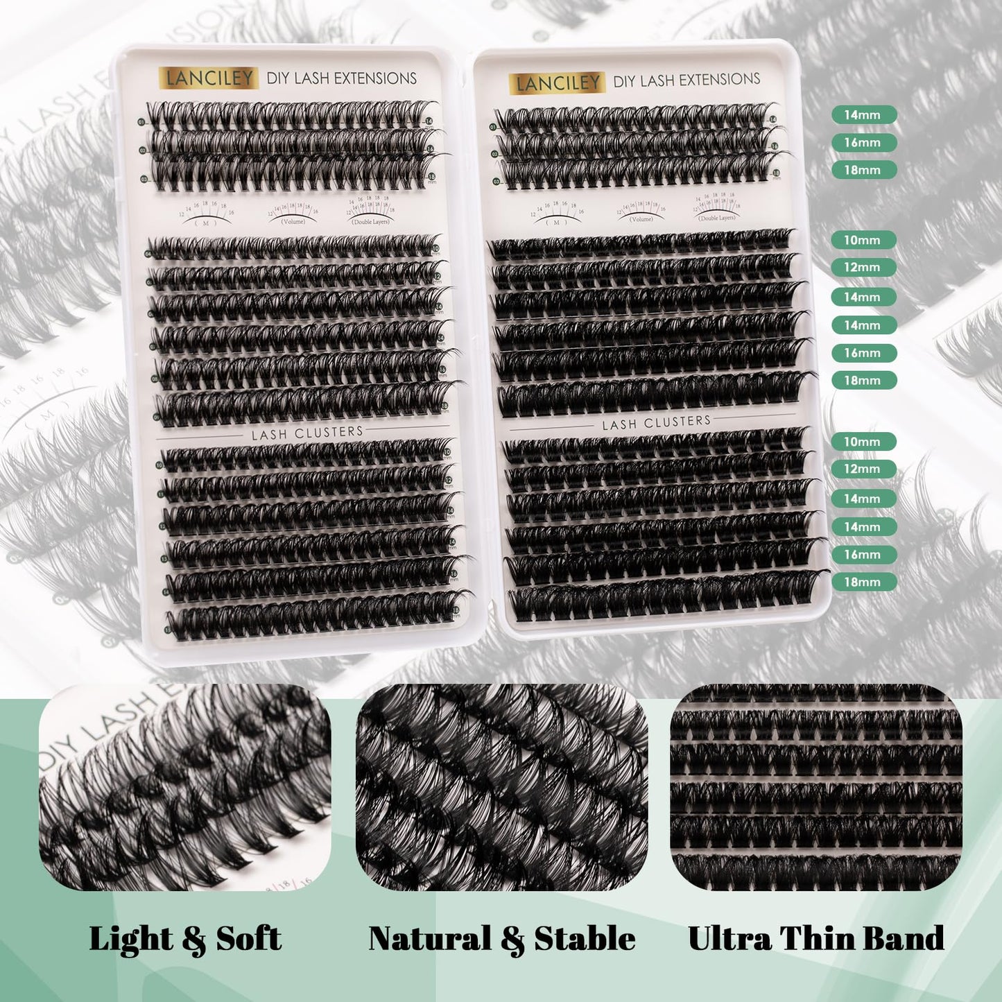 Lash Clusters 564pcs Eyelash Clusters 40+50+60+80+100+150D Cluster Eyelash Extensions Kit Thick Volume Individual Lashes Natural Lashes DIY Lash Extension Kit with Bond and Seal and Tweezers-40-150D