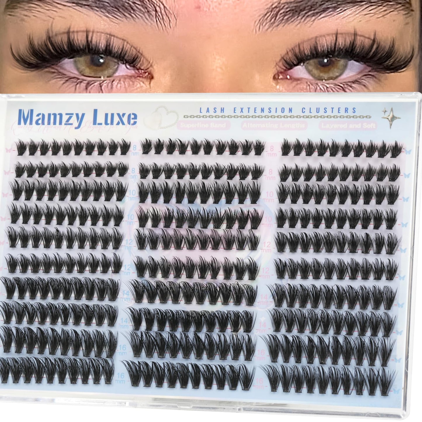 Manga Lash Clusters With Spikes Wispy Eyelashes Natural Cluster Eyelash Extensions 300Pcs False Lashes Clusters D-Curly 8-16MM Individual Lashes Extension DIY Waterproof Daily Anime Eye Lash Clusters