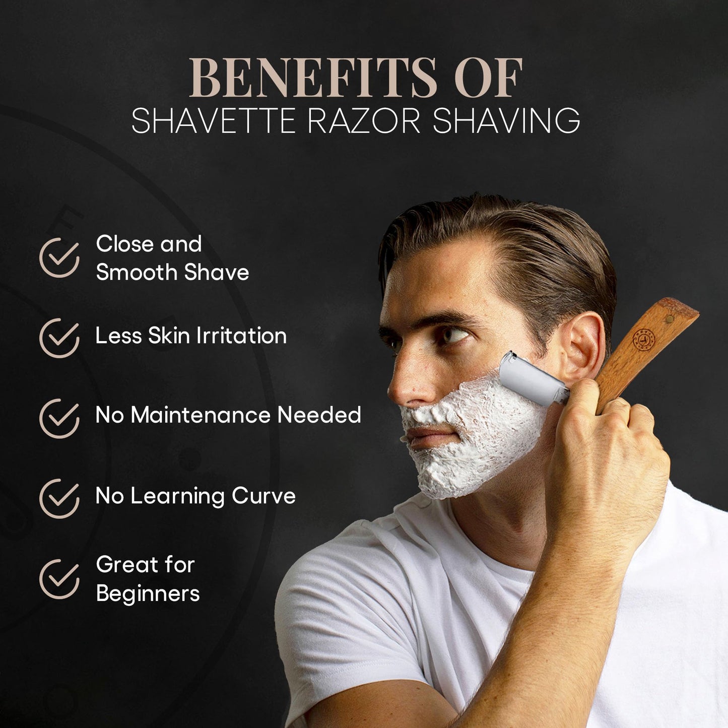 Naked Armor Lucan Barber Shavette Straight Razor Kit for Men with 2 Shavettes, Shaving Brush, Bowl, Barber Scissors, 5 Double Edge Blades, Leather Case and Gift Box, Barbershop Wet Shaving Set
