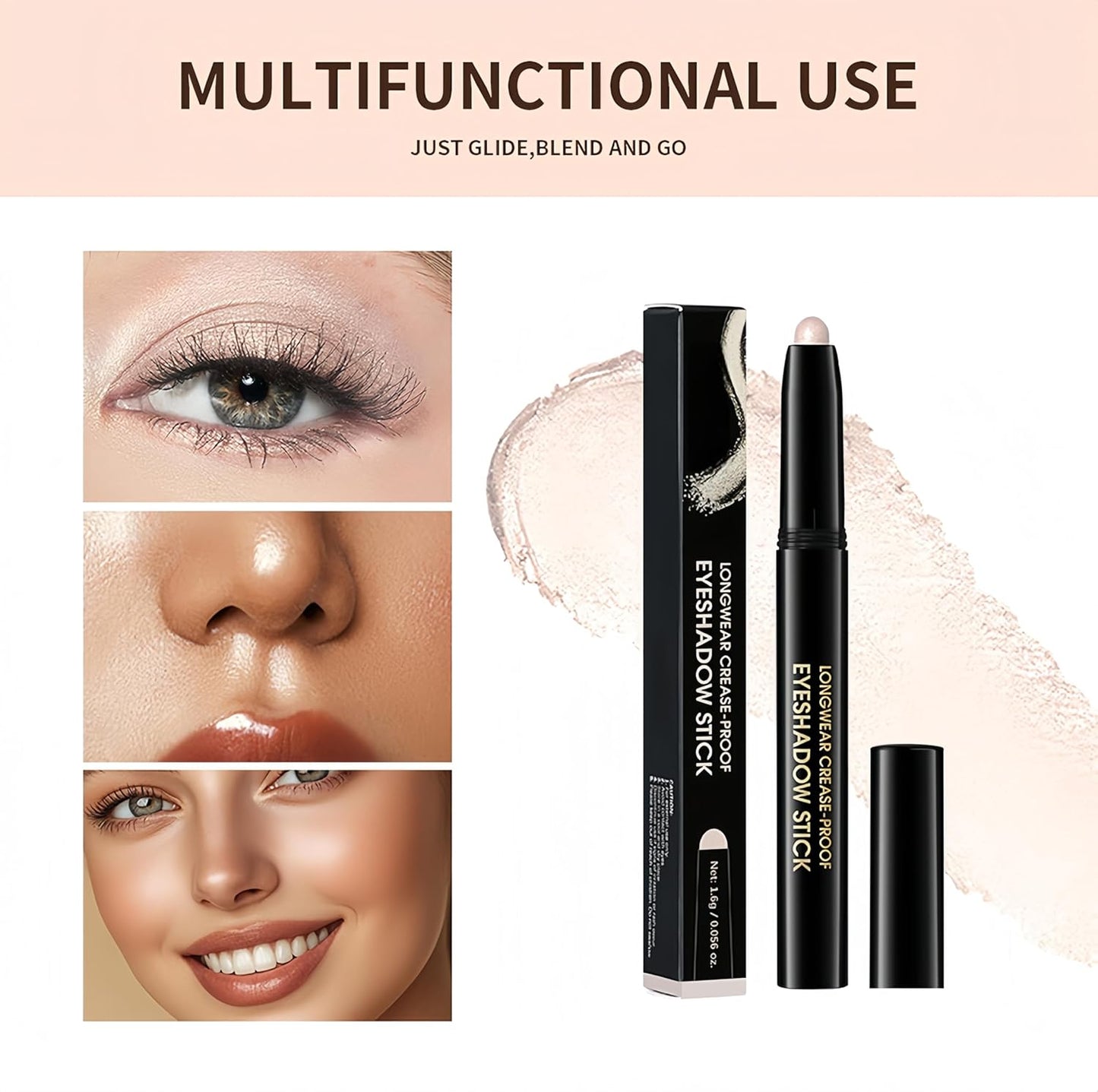 Cream Eyeshadow Stick - Silky Smooth Matte & Shimmer Finish | Waterproof & Long-Lasting, 10 Colors Available