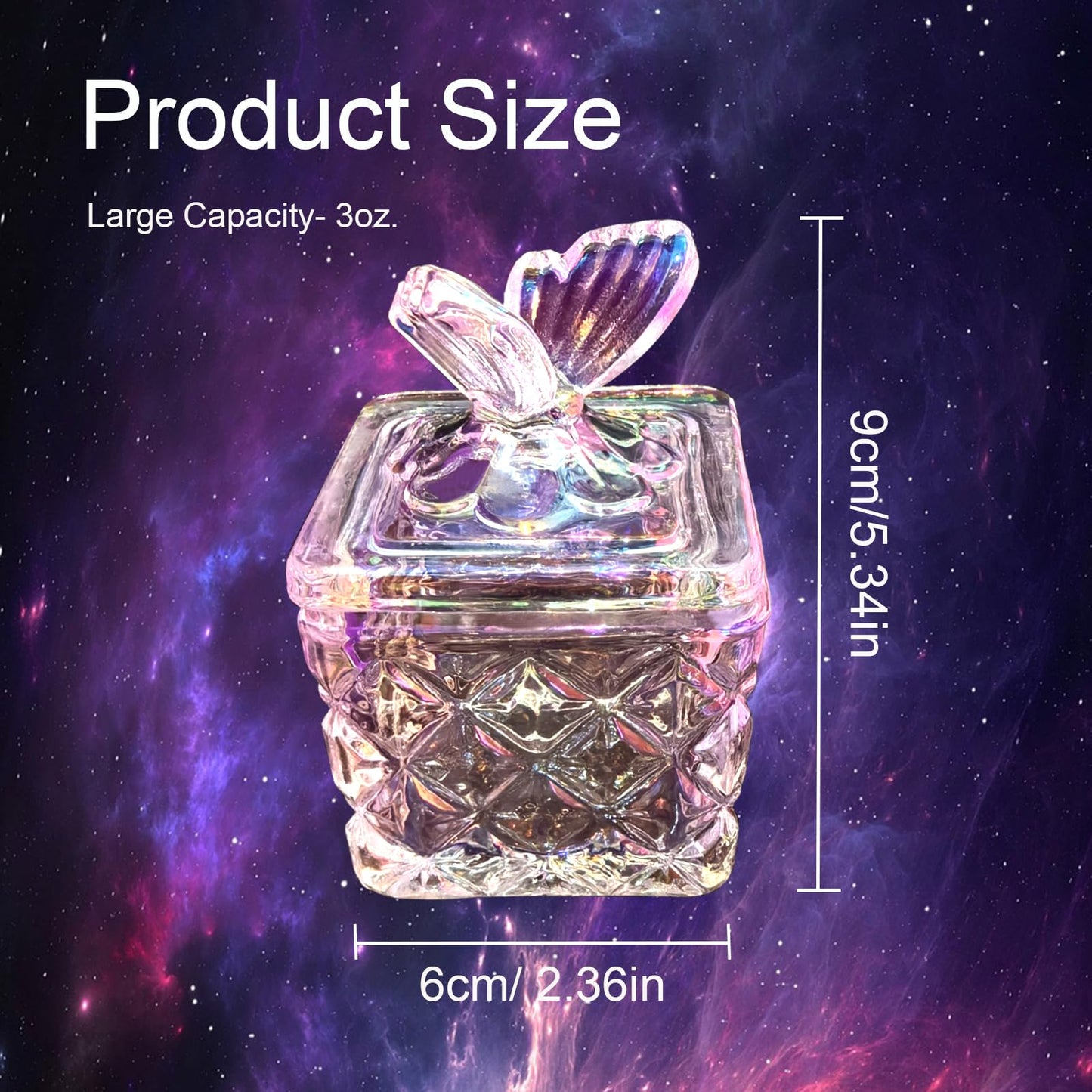 Dappen Dish for Monomer Acrylic Nail Liquid, CORFULRA Large Monomer Dish with Lid Acrylic Liquid Powder Cup, Square Butterfly Glass Jar for Nail Brush, Acetone Nail Polish Remover Holder. Rainbow