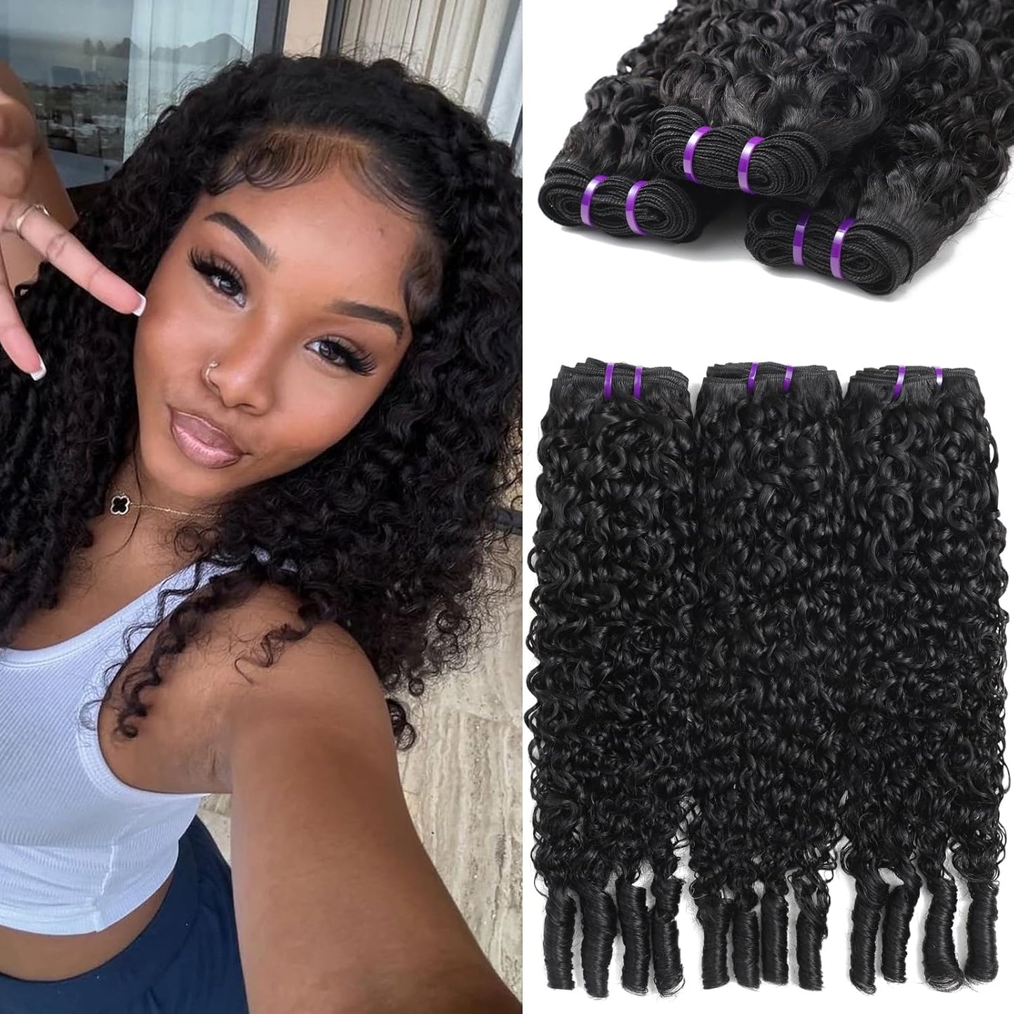 Burmese Curly Hair Bundles - 100% Unprocessed Virgin Remy Hair | 20, 22, 24 Inch Natural Color Extensions for Women
