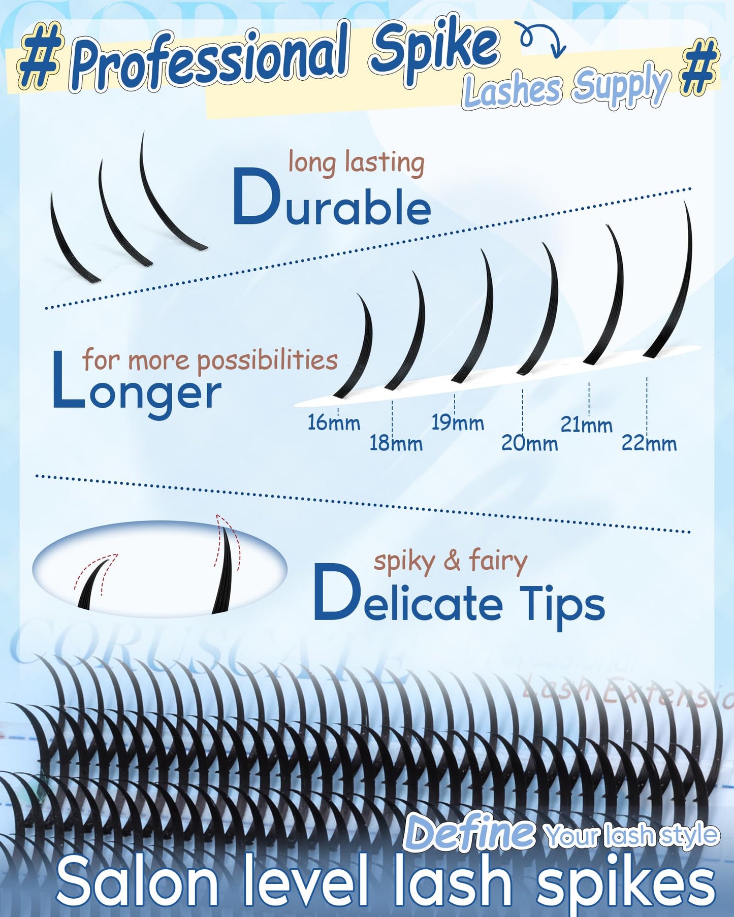 CORUSCATE Lash Clusters Spikes 16mm-22mm Lash Spikes Fairy Eyelash Spiky