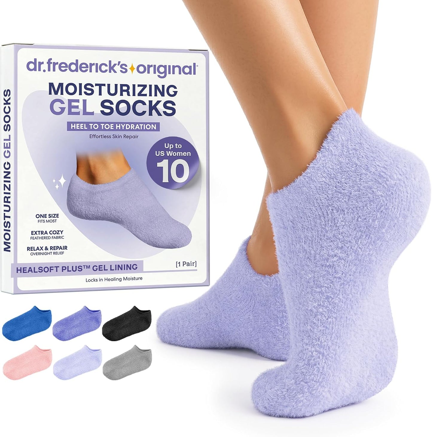Moisturizing Gel Socks for Men & Women - Dry Feet & Cracked Heel Treatment | Full Foot Gel Lining with Mango Butter, Shea Butter, Jojoba & Coconut Oil (Large - Obsidian Oasis)