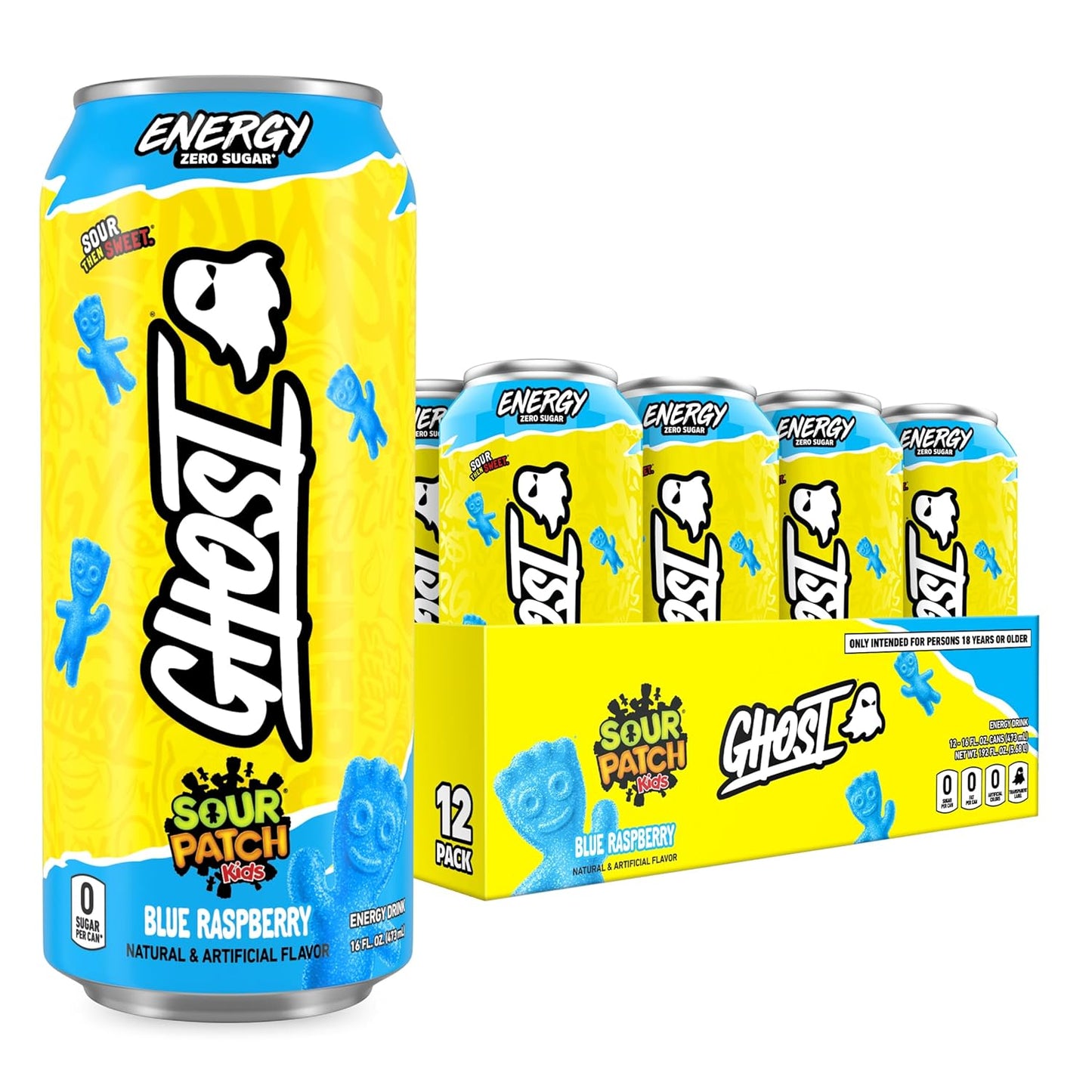 GHOST Energy Drink - 12-Pack Welch's Grape 16oz Cans | Natural Caffeine, Vegan & Gluten-Free Energy Boost