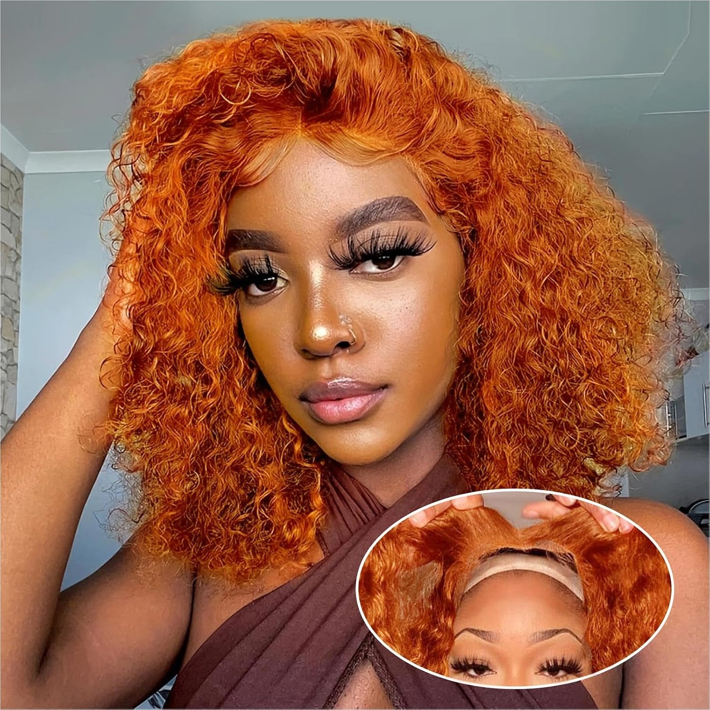 Curly Bob Wig - 200% Density Deep Wave Human Hair | 5x5 HD Lace Closure, 18 Inch, Black for Women