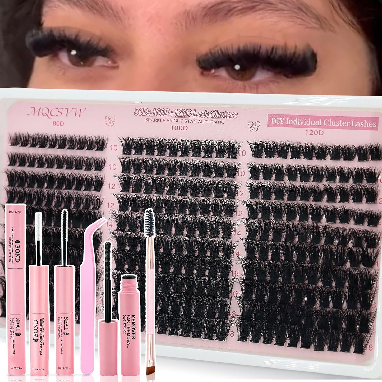 Lash Clusters - 80D & 100D Long 10-21mm Eyelash Extensions Kit | Wispy Thick Volume 300pcs Individual Lashes