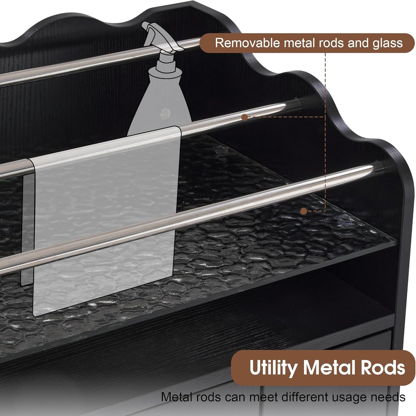 Salon Cart with Storage Drawer - Rolling Barber Trolley for Hair Stylists | Black