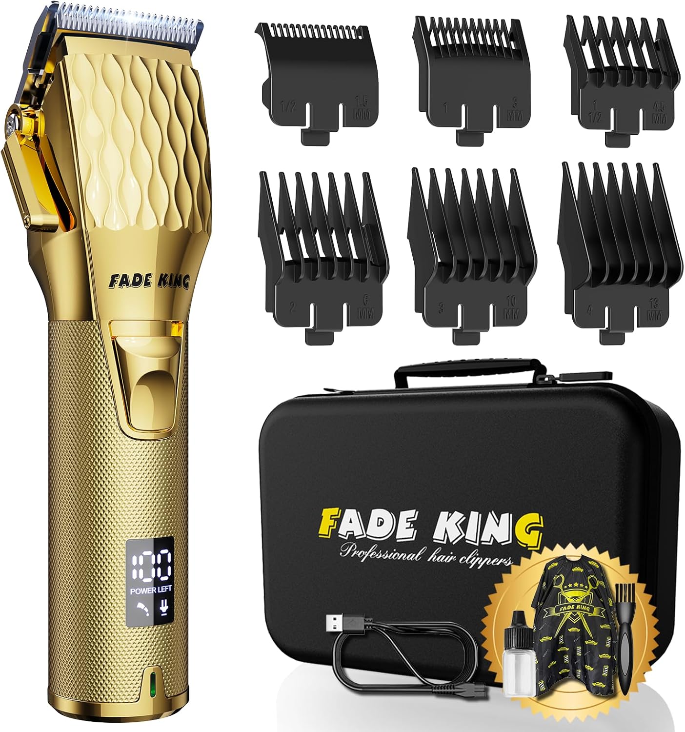FADEKING® Professional Hair Clippers - Cordless Barber & Beard Trimmer Set | Complete Men's Grooming Kit