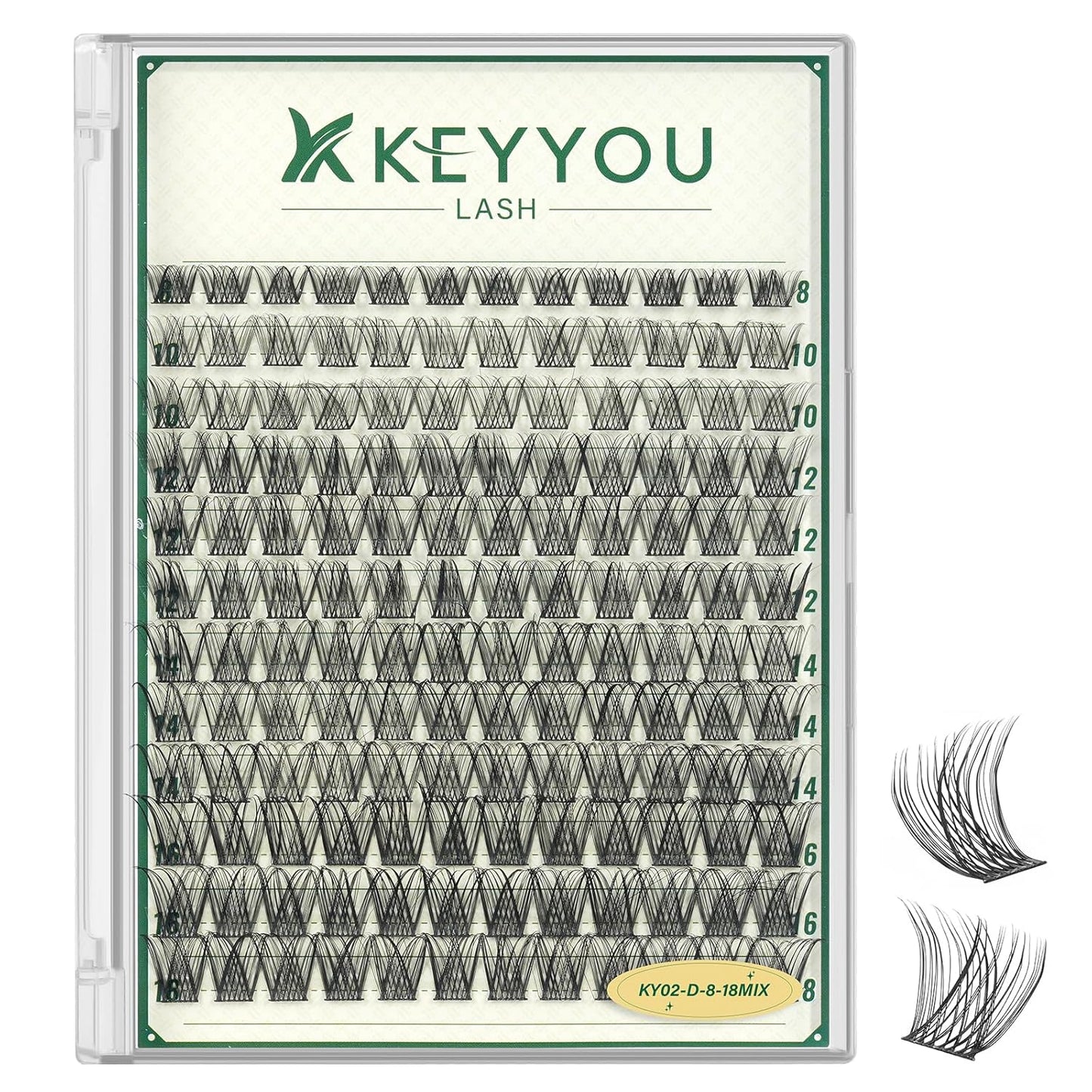 KEYYOU 3D Eyelash Clusters - 280pcs Wispy Volume Lashes | 80D D Curl, 9-18mm Mix