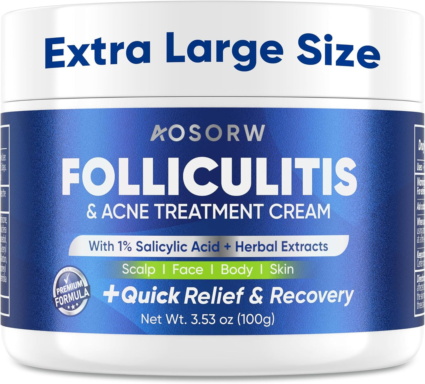 Folliculitis & Acne Treatment Cream - Salicylic Acid & Herbal Extracts for Scalp, Face, Body | Soothes Irritated Skin, 100g
