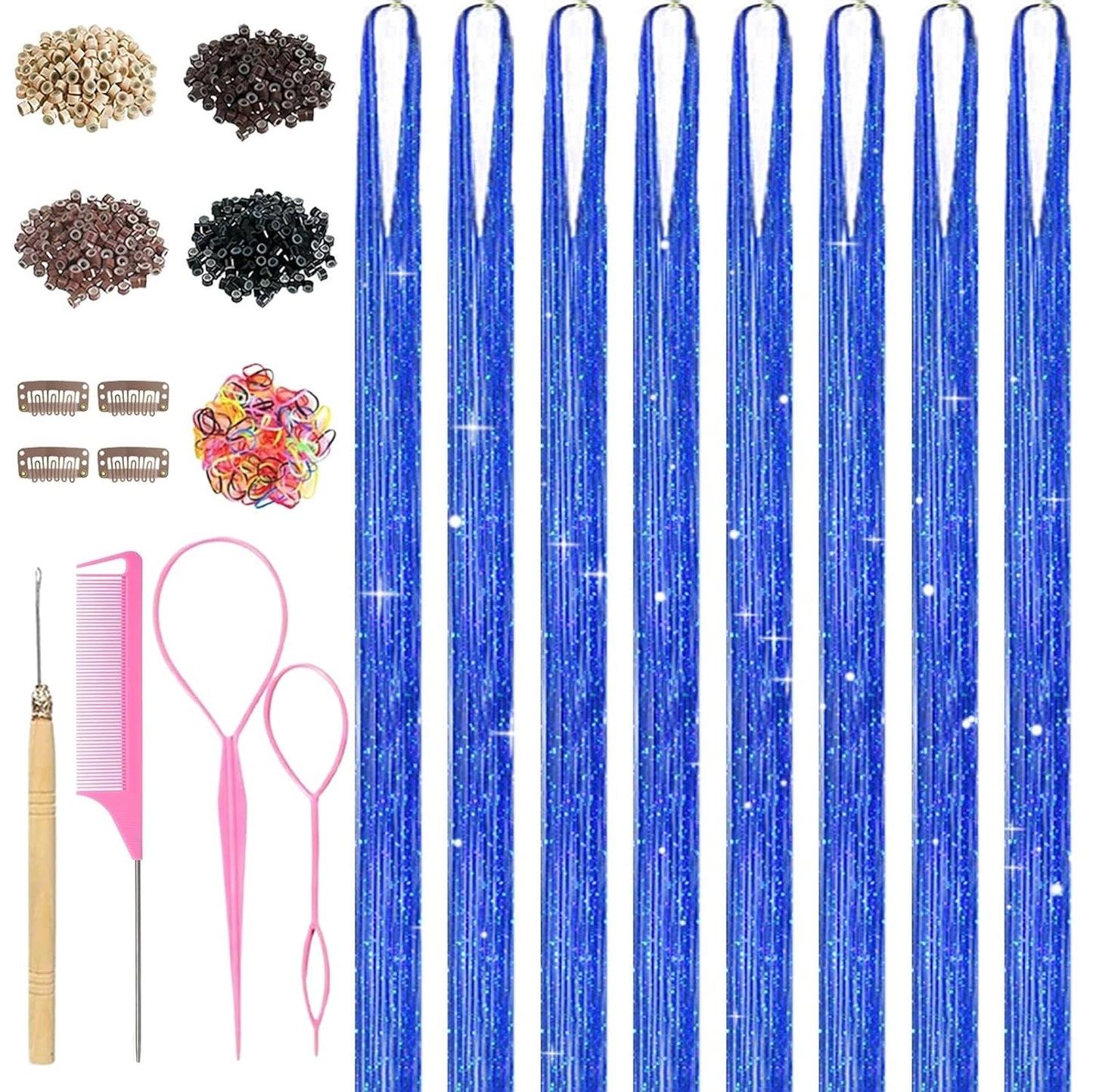 Hair Tinsel Kit - 48 Inch Glitter Tinsel Extensions for Girls & Women | 22 Color Options for Parties & Festivals