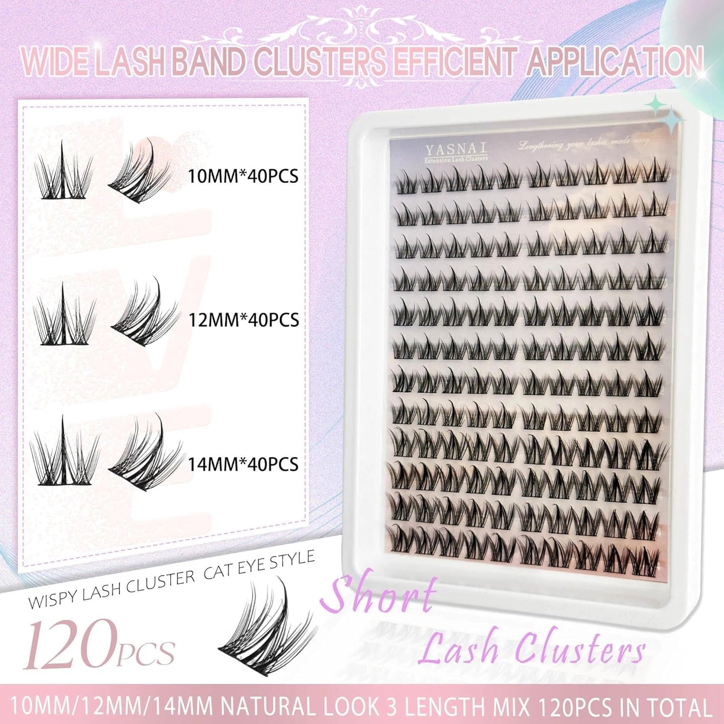 Manga Eyelash Clusters - 120 Pcs Short Spiky Extensions | C Curvature 10/12/14MM Anime Style