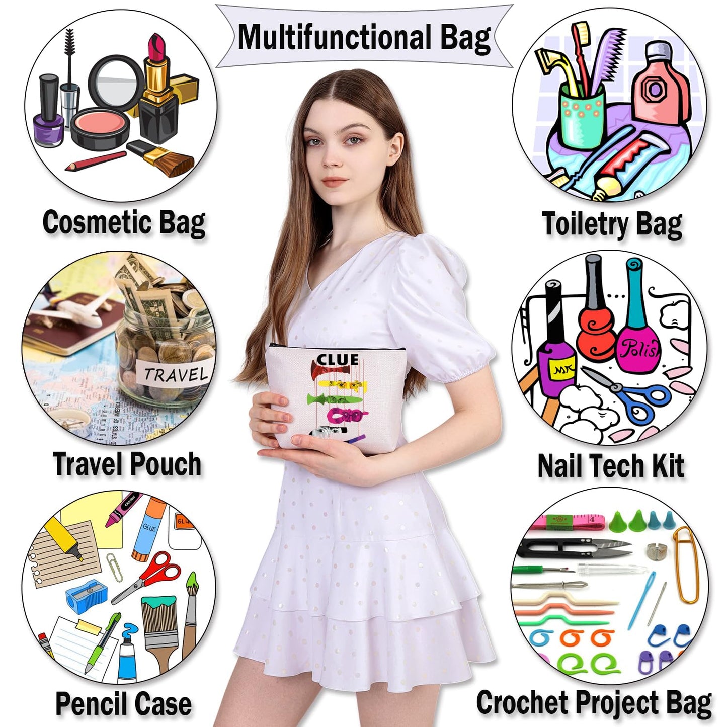 BDPWSS Horror Movie Themed Gifts Board Game Enthusiasts Gift Murder Mystery Gift crime shows Makeup Bag Weapon Gift (six clue bag)