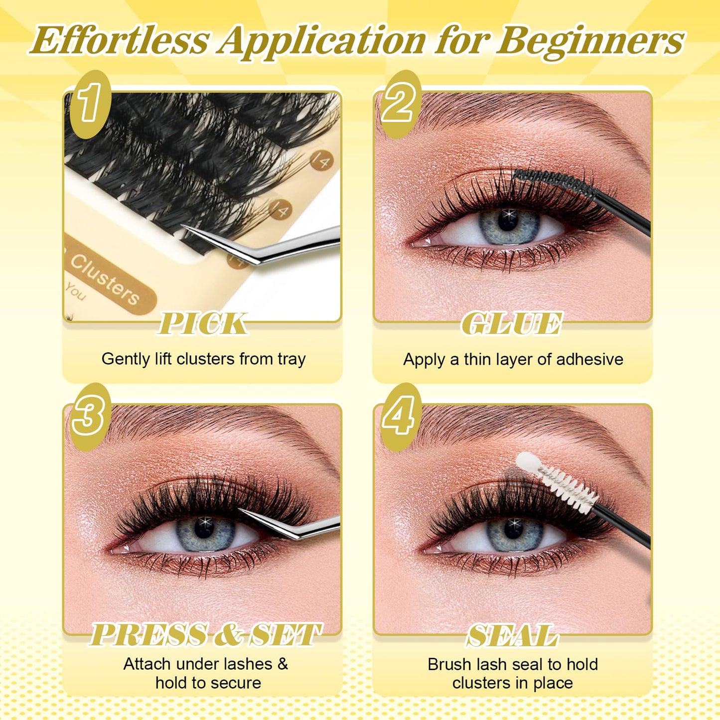 FLOMAZE Lash Clusters 80D 100D Fluffy Lash Extensions D Curl Eyelash Extensions, 640PCS Eyelash Clusters Natural Volume Lashes Clusters 10-18mm DIY Lash Extension at Home