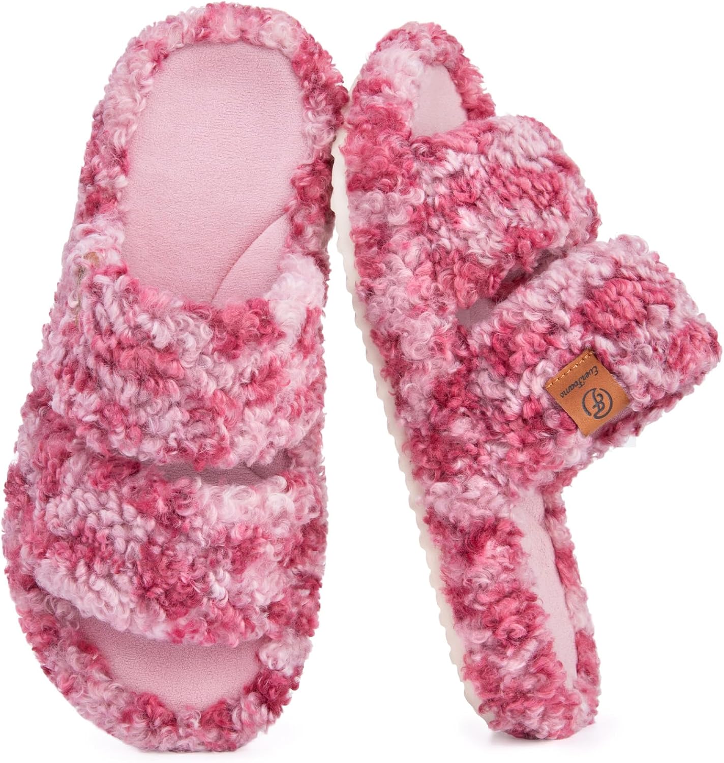 Fuzzy Open-Toe Slippers for Women - Soft Comfy Memory Foam Indoor House Shoes | Cozy Comfort