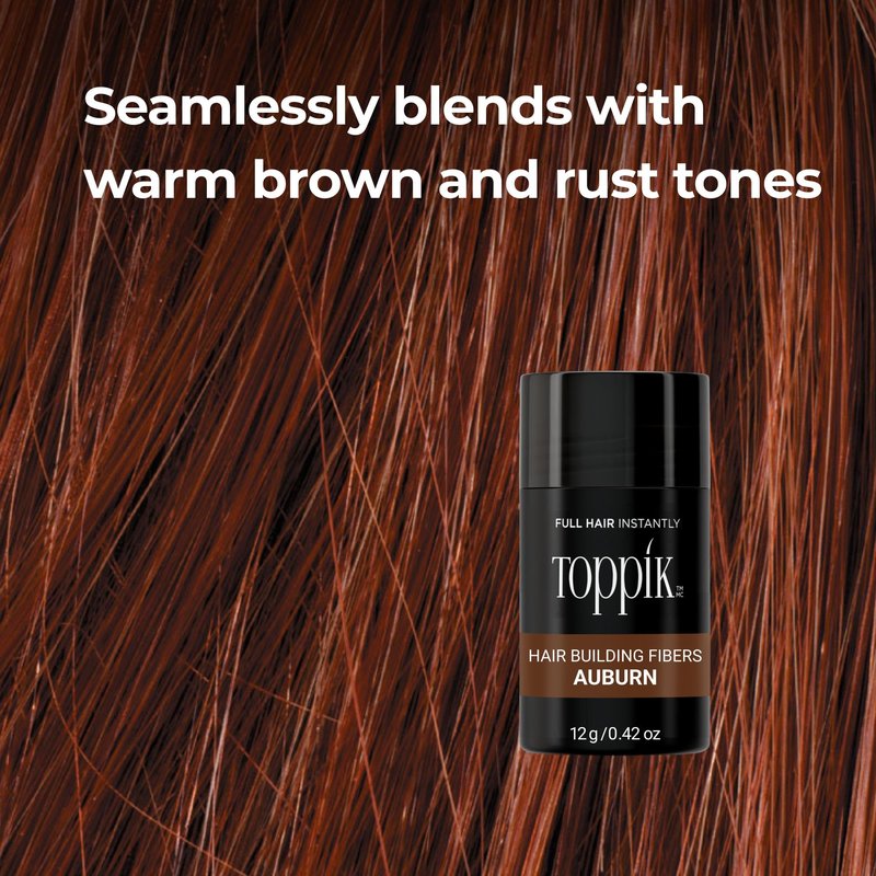 Toppik Hair Building Fibers, Auburn, 0.11 Ounce Fill In Fine or Thinning Hair, Instantly Thicker, Fuller Looking, 9 Shades for Men & Women, Keratin Protein Formula