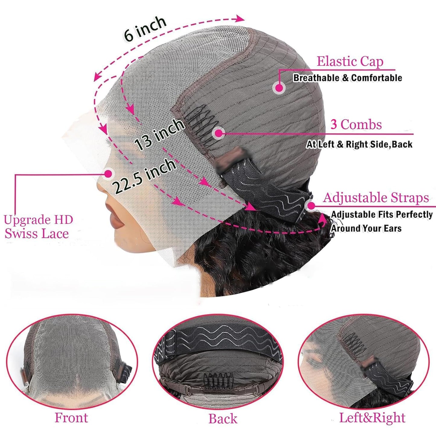 Qiikota 30 Inch Body Wave Human Hair Wig 13x6 Lace Front Wig 200% Density Natural Looking Long Wavy Transparent Lace Wigs For Women for Daily, Work, Party, Wedding, Cosplay