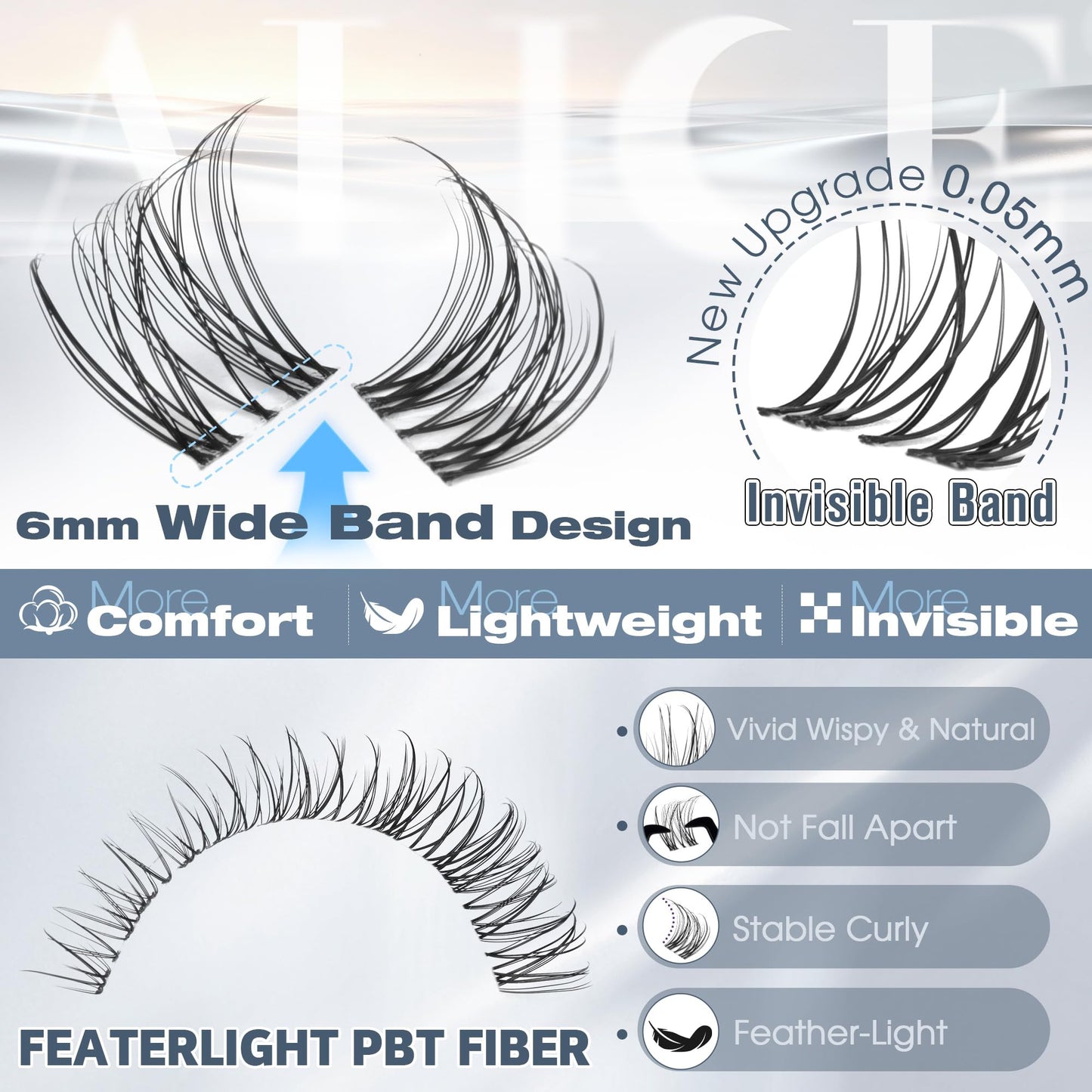 ALICE Natural Short Lash Clusters Invisible Band Wispy Eyelash Clusters 8-12mm Cluster Eyelash Extensions Lash Extensions DIY Individual Lashes