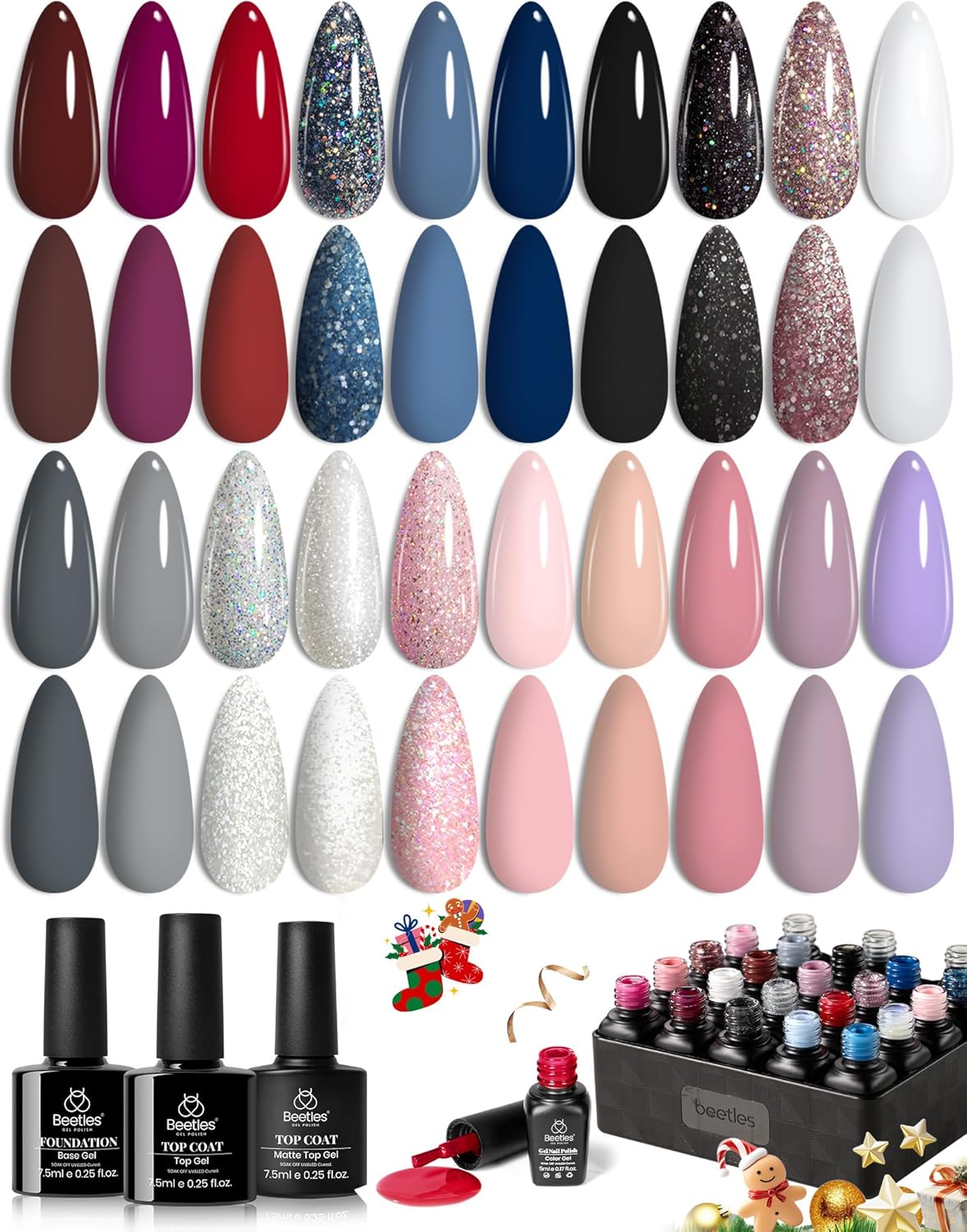 Beetles Gel Nail Polish Set - Modern Muse Collection with 3 Colors & Base/Top Coat | Soak Off UV Gel