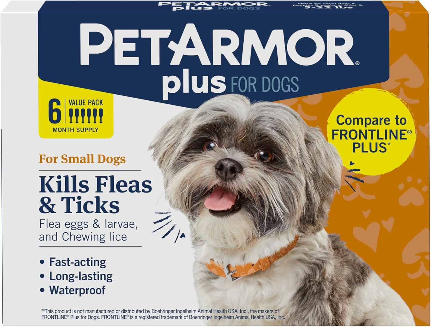 PetArmor Plus Flea and Tick Prevention for Dogs - Fast-Acting Waterproof Treatment | 3 Doses for Small Dogs (5-22 lbs)