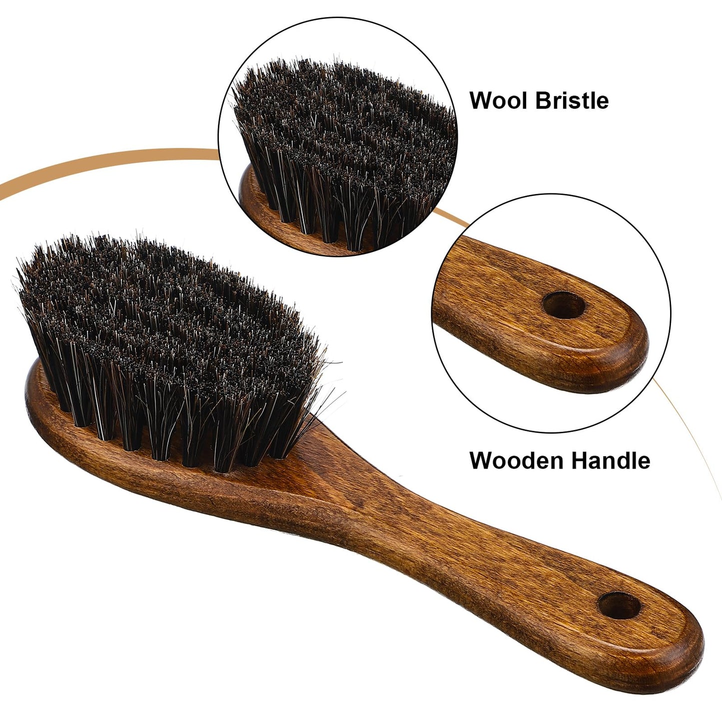 Patelai 4 Pieces Barber Fade Brush Set with Natural Fiber Wooden Handle Beard Styling Brush, Neck Duster, and Cleaning for Men's Grooming (Brown)