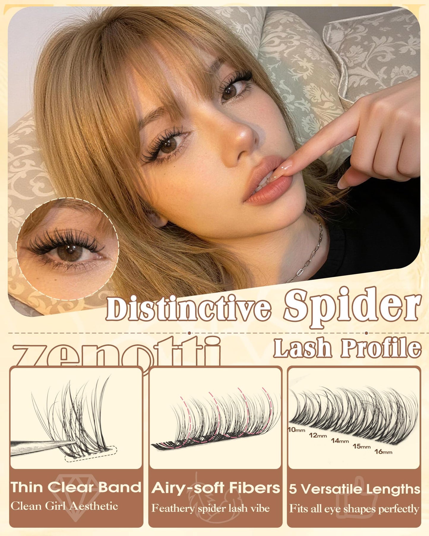 Spider Breeze Lash Clusters DD Curl 180PCS Natural Eyelash Clusters Wispy Cluster Eyelash Extensions Breeze Venus Lashes Cluster with Invisible Band Kim K Style Eyelash Extensions by zenotti