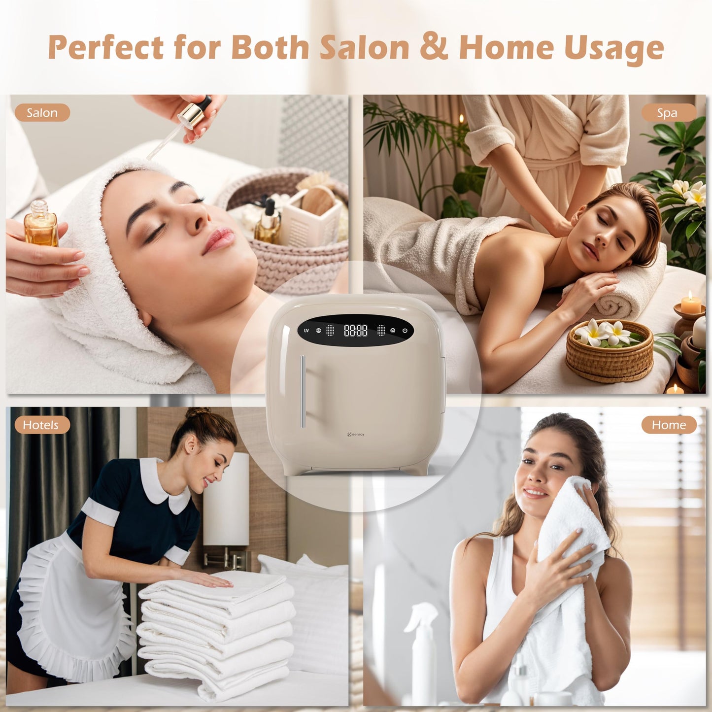 Keenray Hot Towel Warmer Cabinet, Professional Spa Towel Warmer with Digital Screen, Adjustable Timer and Delay, Customized Fragrance, Heat Dry & Wet Towels for Spa, Salon, Home 14L Brown