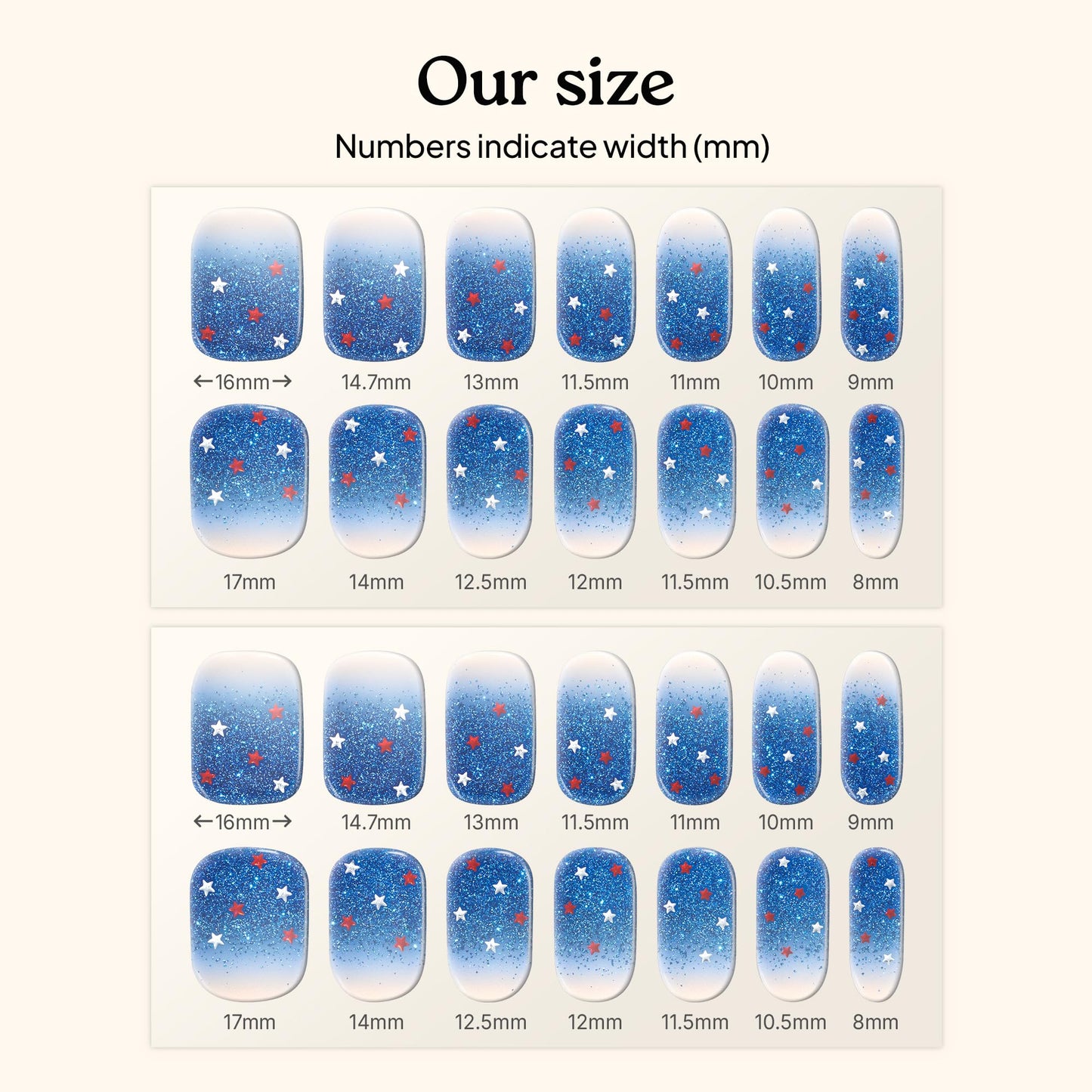 Heyhae Semi Cured Gel Nail Strips | No LED Lamp Needed |Blue, Ombre, Glitter | Easy Apply & Remove, Salon Quality | Includes 28 Strips, 2 Prep Pads, Nail File & Wooden Stick - Hey, Starburst Glow