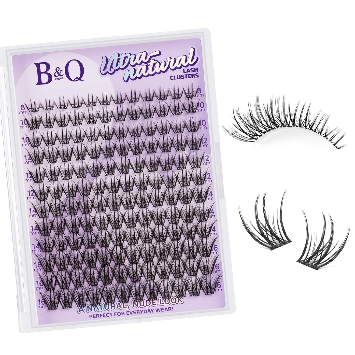 Eyelash Extension Kit - 10-18mm D Curl Lash Clusters with Bottom Lashes | DIY Bond & Seal Applicator