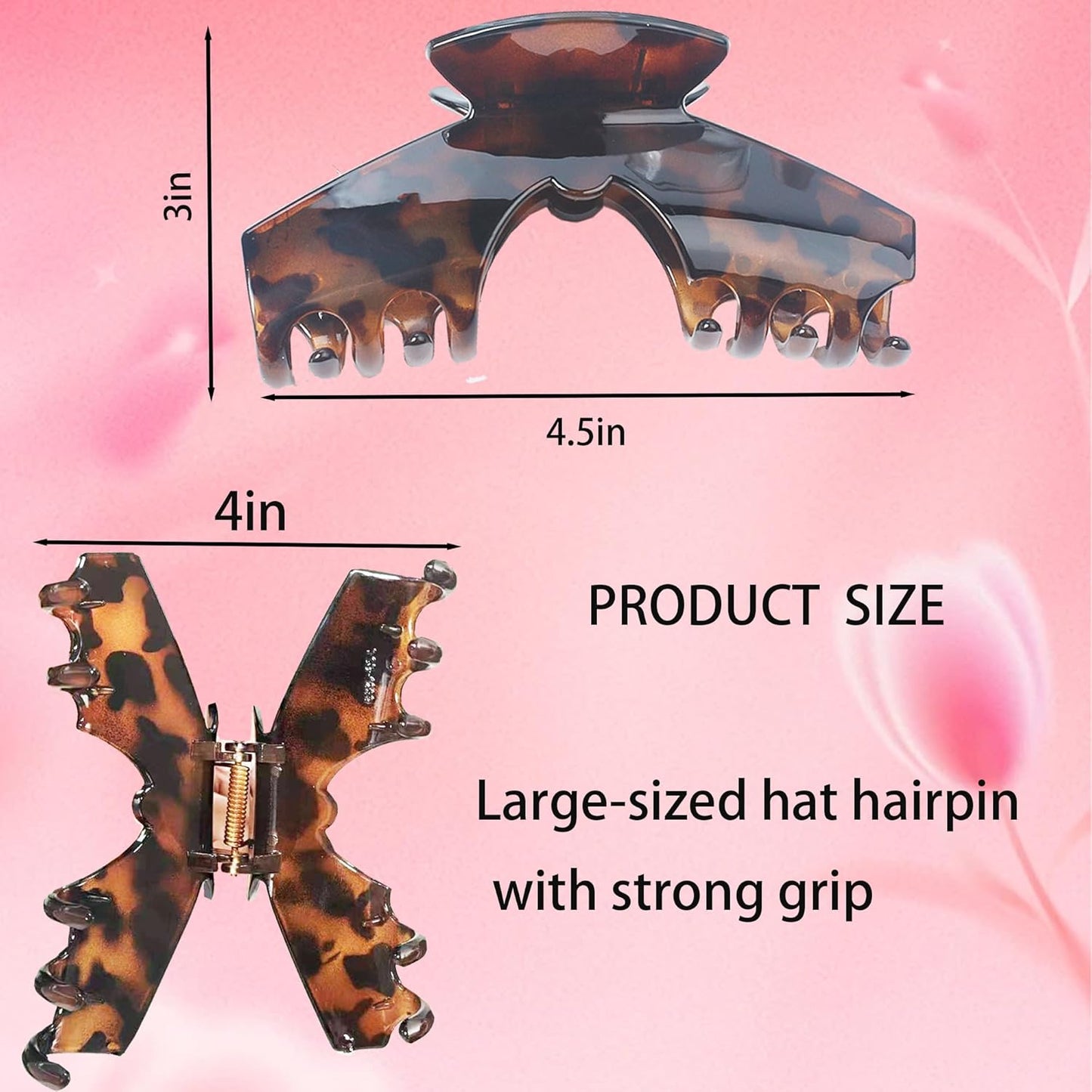 Large Hair Clips for Hats - 3PCS Non-Slip Baseball Hair Claw Clips | Strong Hold for Long Thick Hair