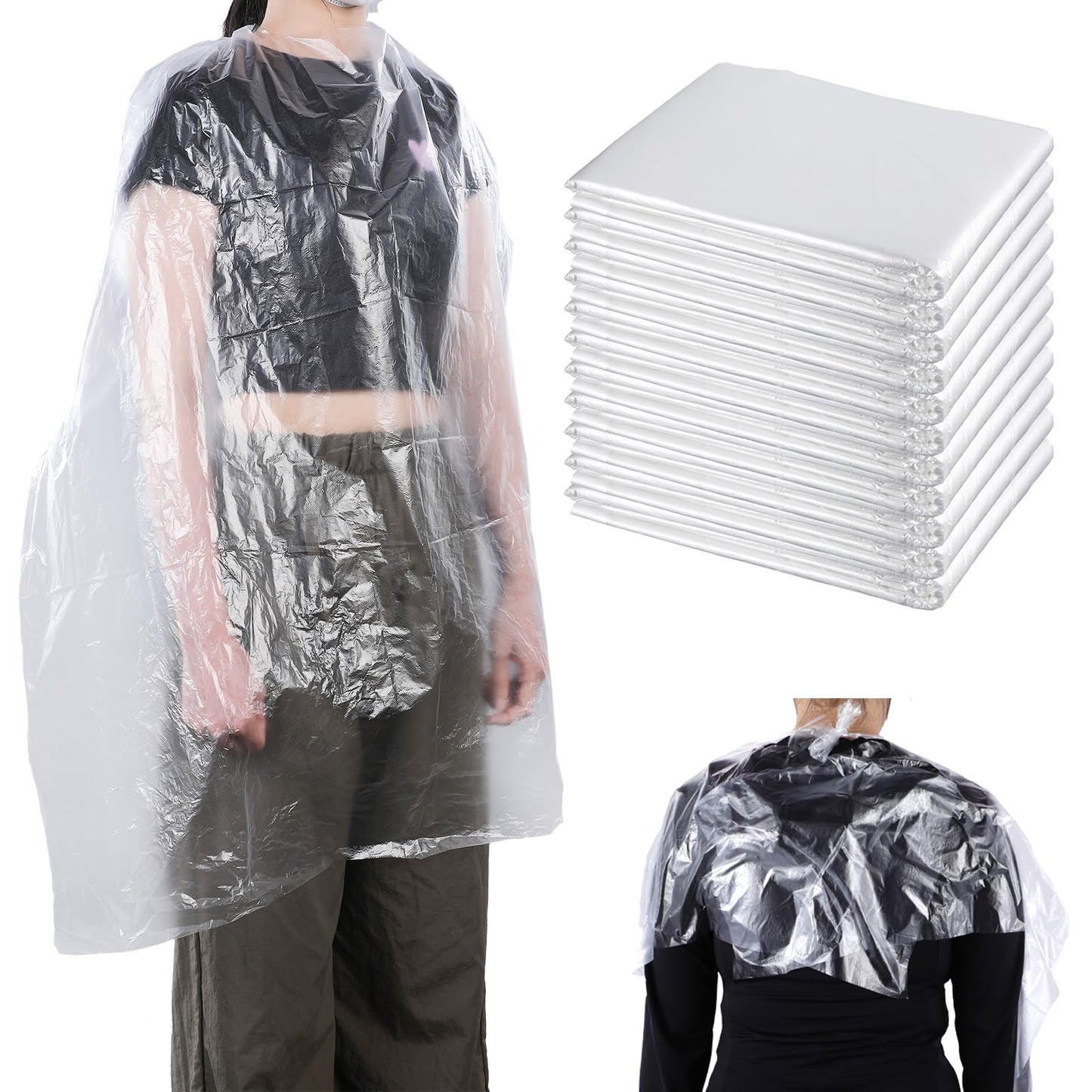 Tobeelec 200 Pcs Disposable Capes Hair Salon, 48 x 36 Inch Disposable Hair Salon Capes, Waterproof Barber Cape, Single Use Shampoo Hair Cutting Cape Dressing Apron for Barbershop & Salon Hairdressing