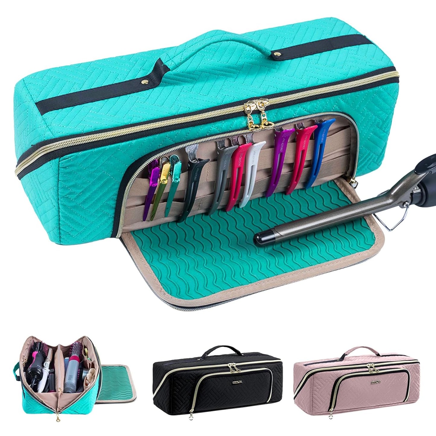 Large Hair Tools Travel Bag - 2-in-1 Organizer for Hair Dryer, Flat Irons & Curling Irons | Perfect for Travel Essentials