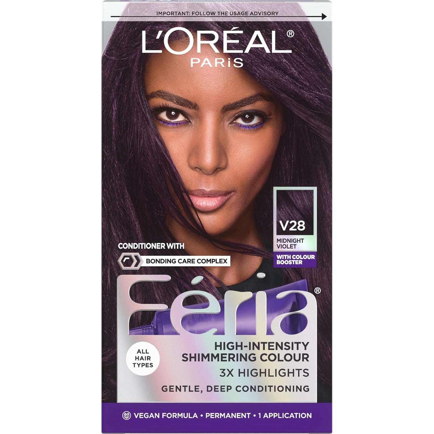 L’Oreal Paris Feria Hair Color - High Intensity Jet Black Dye for 3X Highlights | 1 Kit
