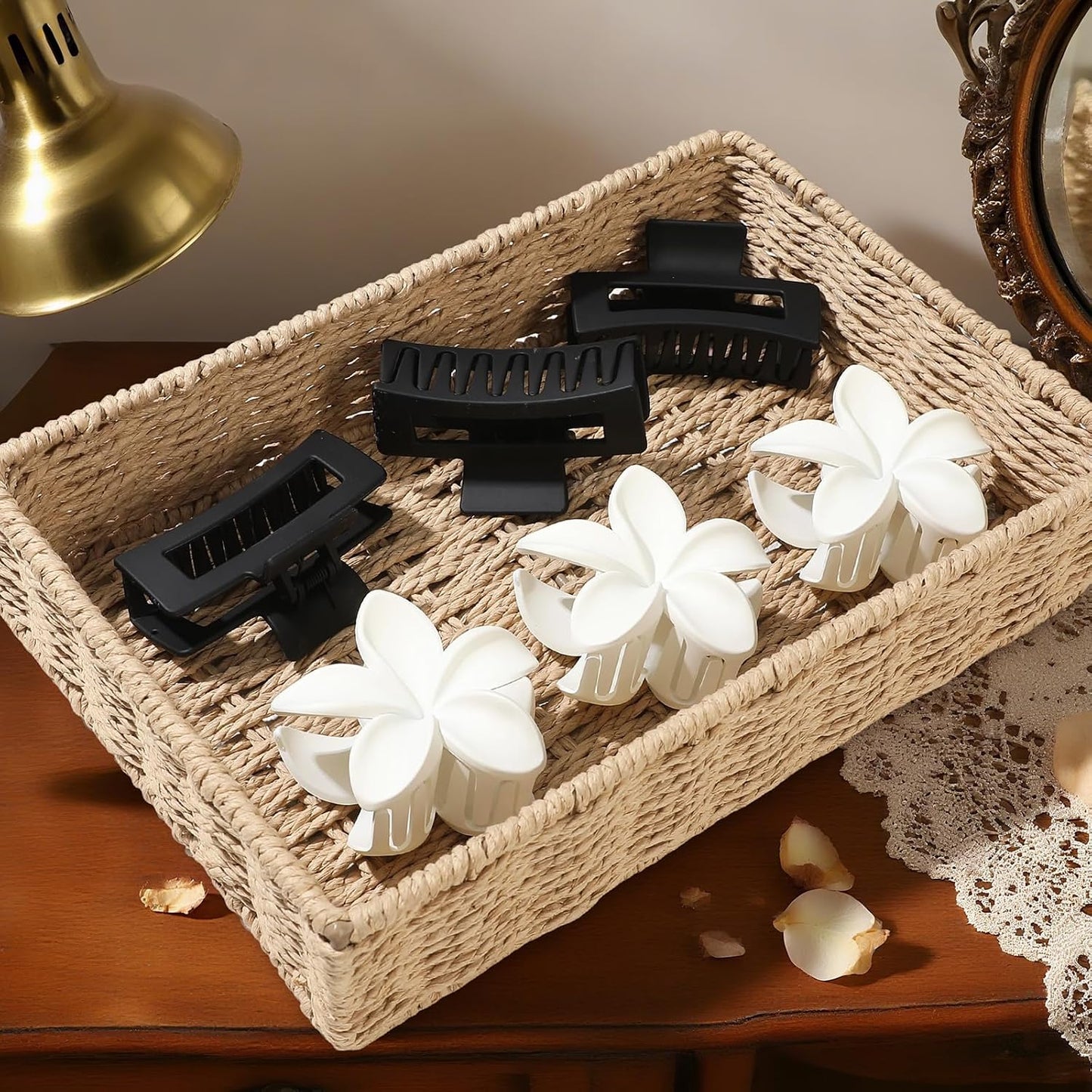 Flower Hair Clips - 6 PCS Hawaiian Hibiscus & Plumeria Claw Clips for Thick or Thin Hair | Stylish Accessories for Women