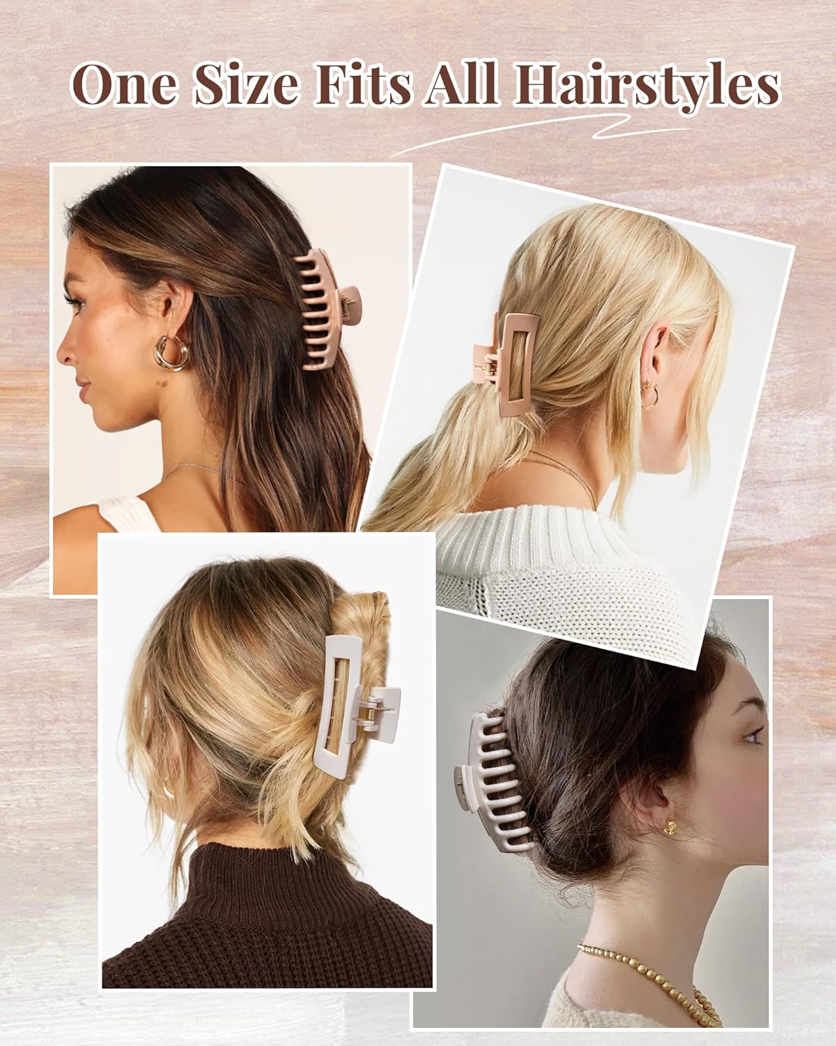 Silicone Hair Claw Clips - 4 Pack Flexible Nonslip Design | Soft Grip for Thin & Thick Hair (Dark Khaki, Light Khaki)