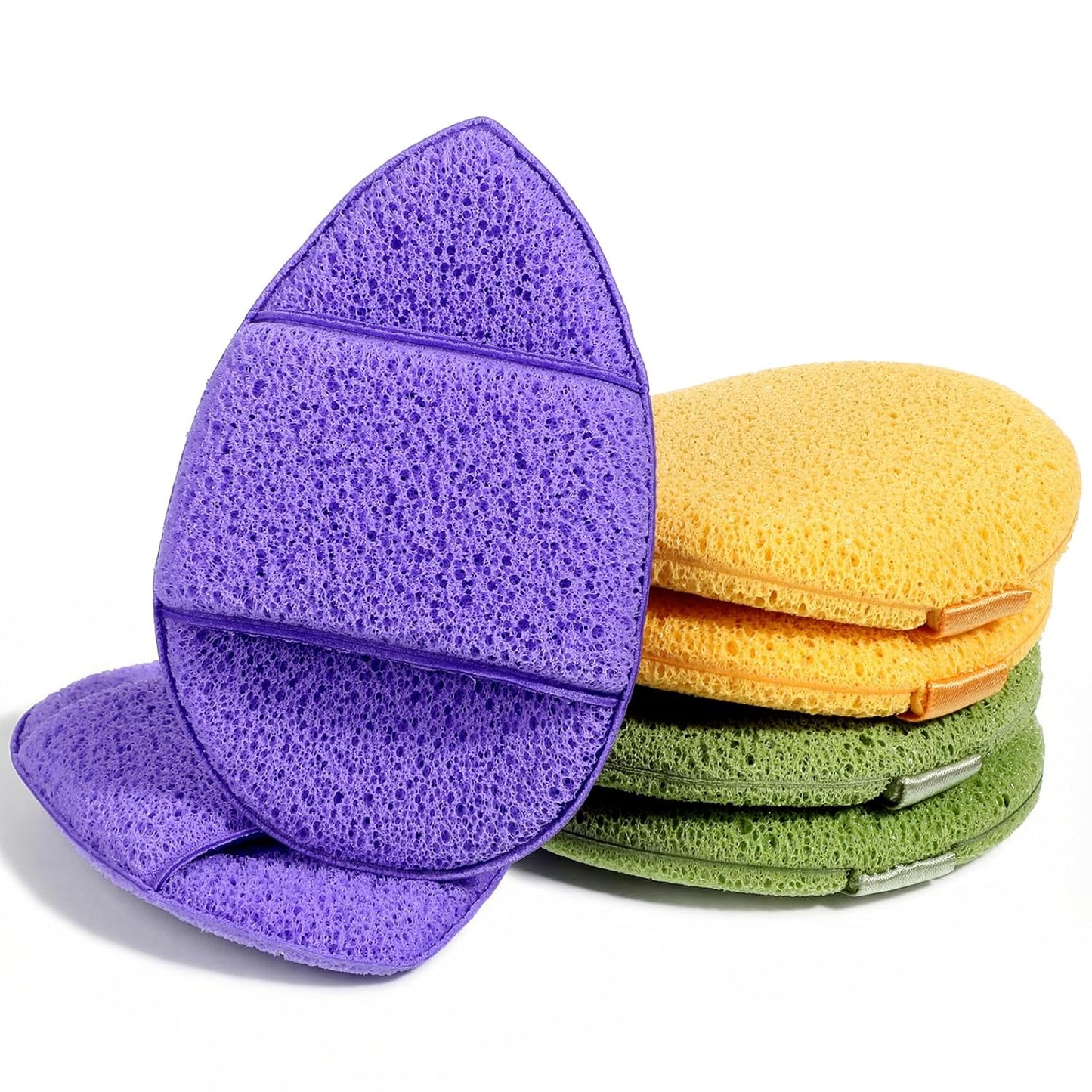 6Pcs Reusable Facial Sponges - Soft Face Scrubber Pads for Deep Pore Cleansing | 3 Colors Available