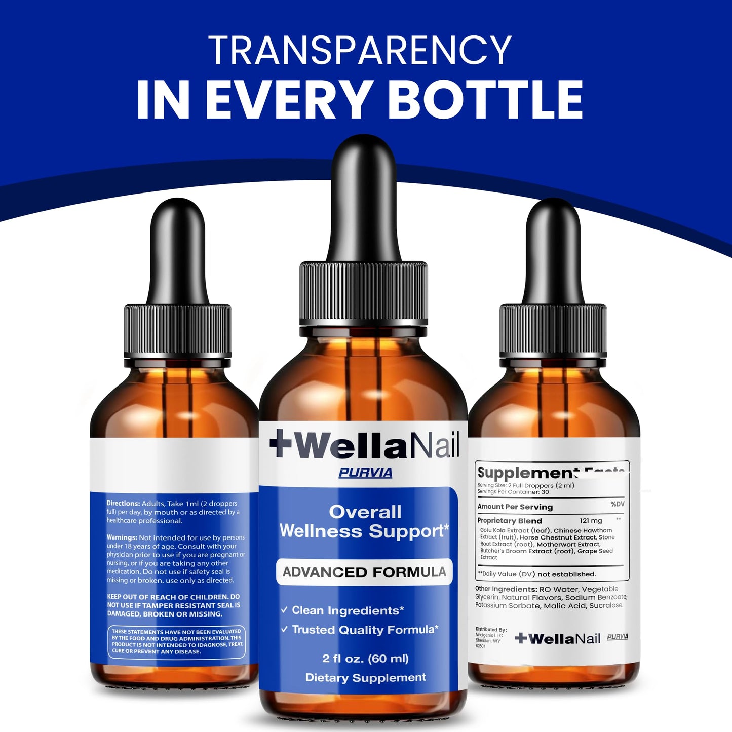 (2 Pack) WellaNail Drops, Wella Nail Care Liquid Supplement Advanced Maximum Extra Strength Formula, Toenail Hydration Premium Natural Ingredients Foot & Cuticle Support for Healthy Appearance (4oz)
